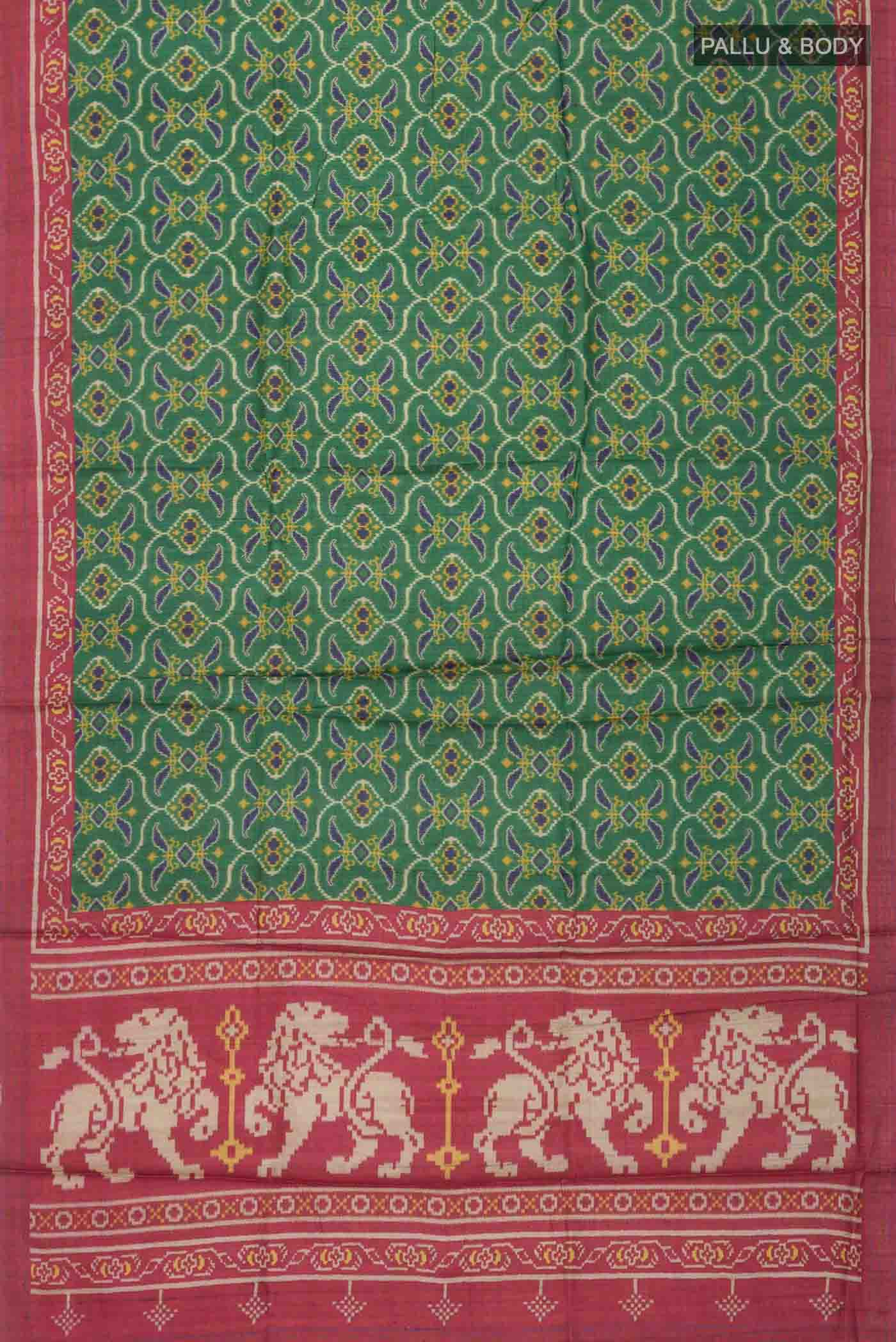 Green Tussar Silk Saree - Image 5