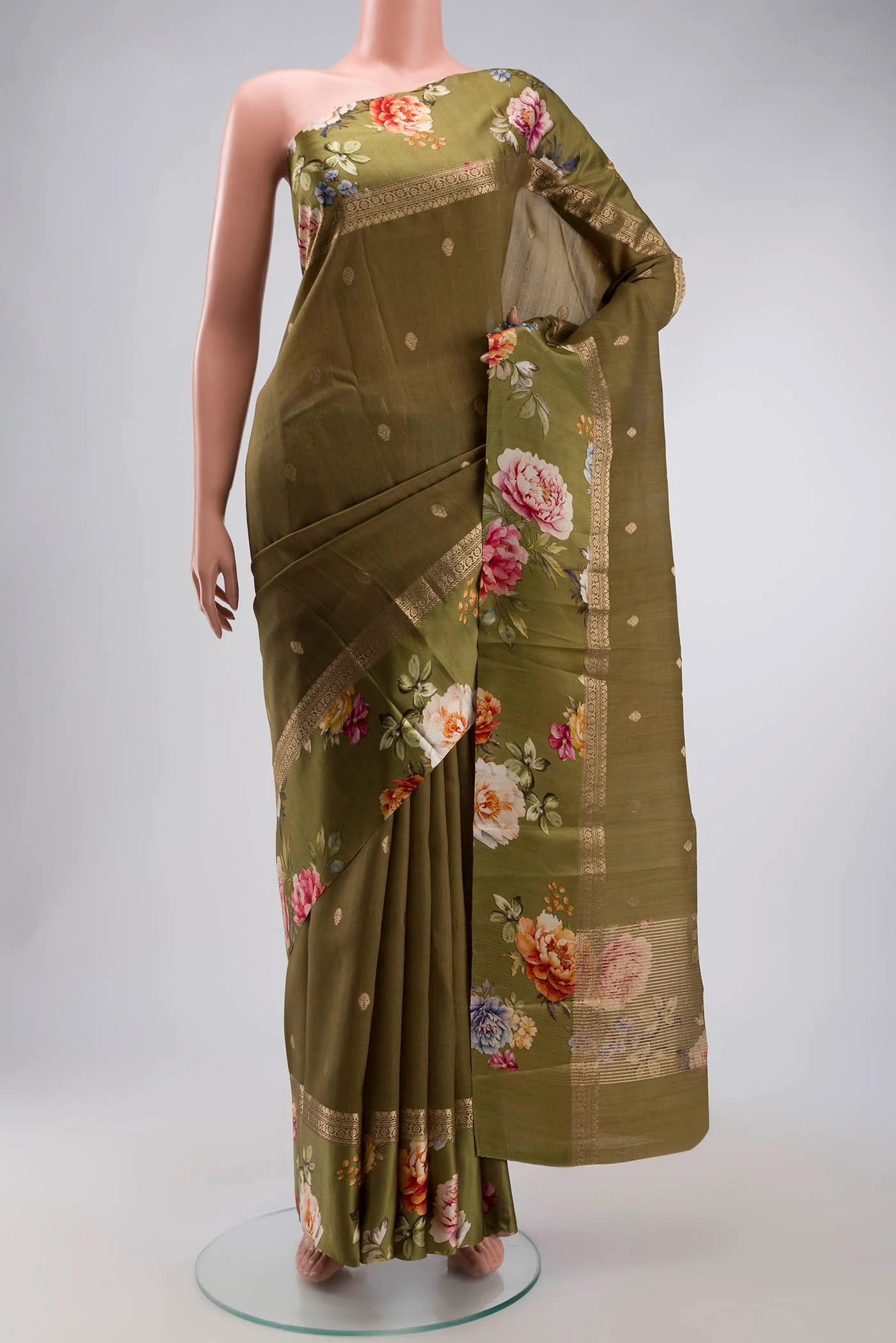 Green Tussar Silk Saree
