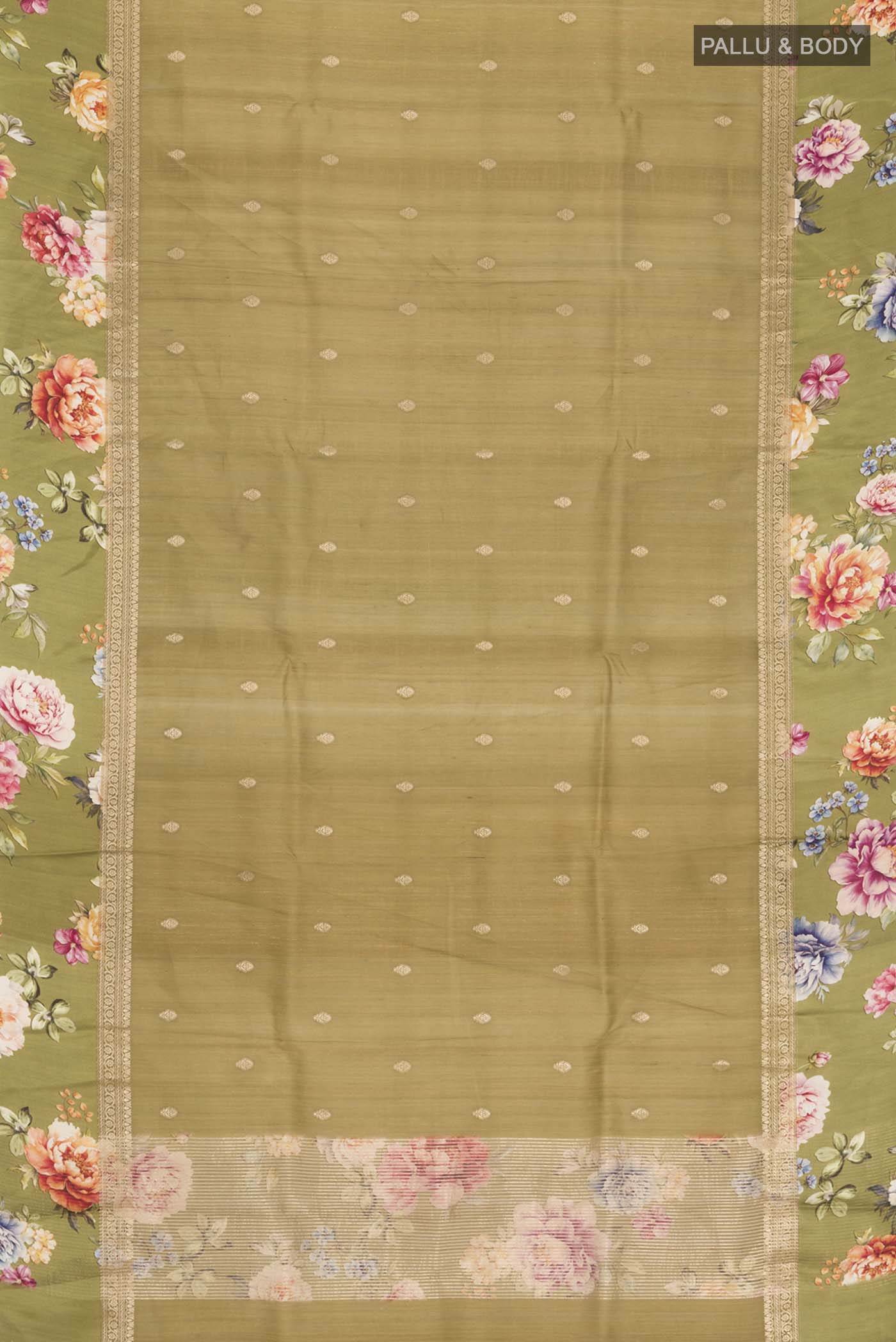Green Tussar Silk Saree - Image 6
