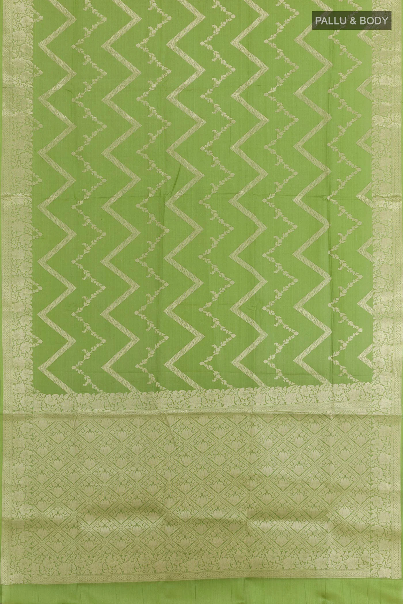 Green Banarasi Tussar Silk Saree - Image 3