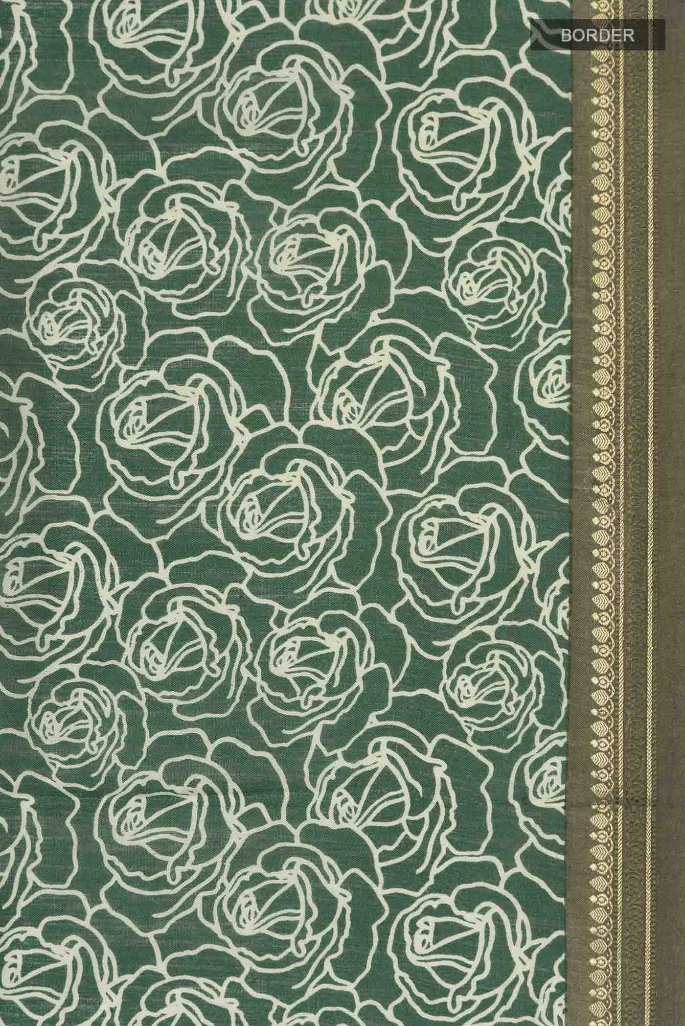 Green Tussar Silk Saree - Image 3