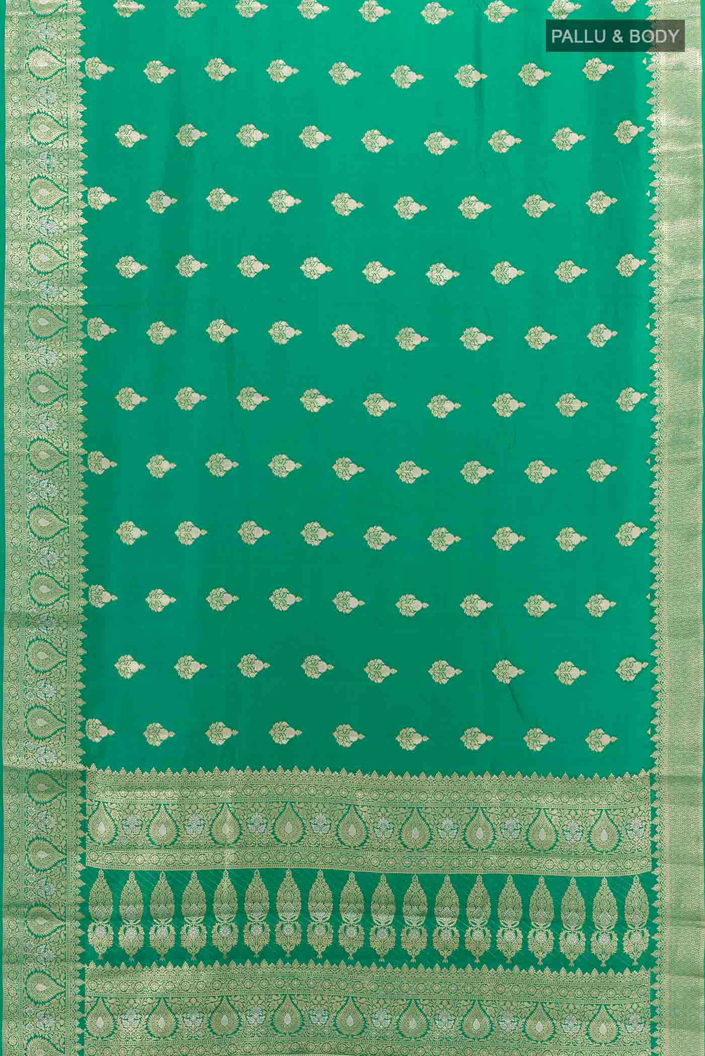 Green Tussar Silk Saree - Image 4