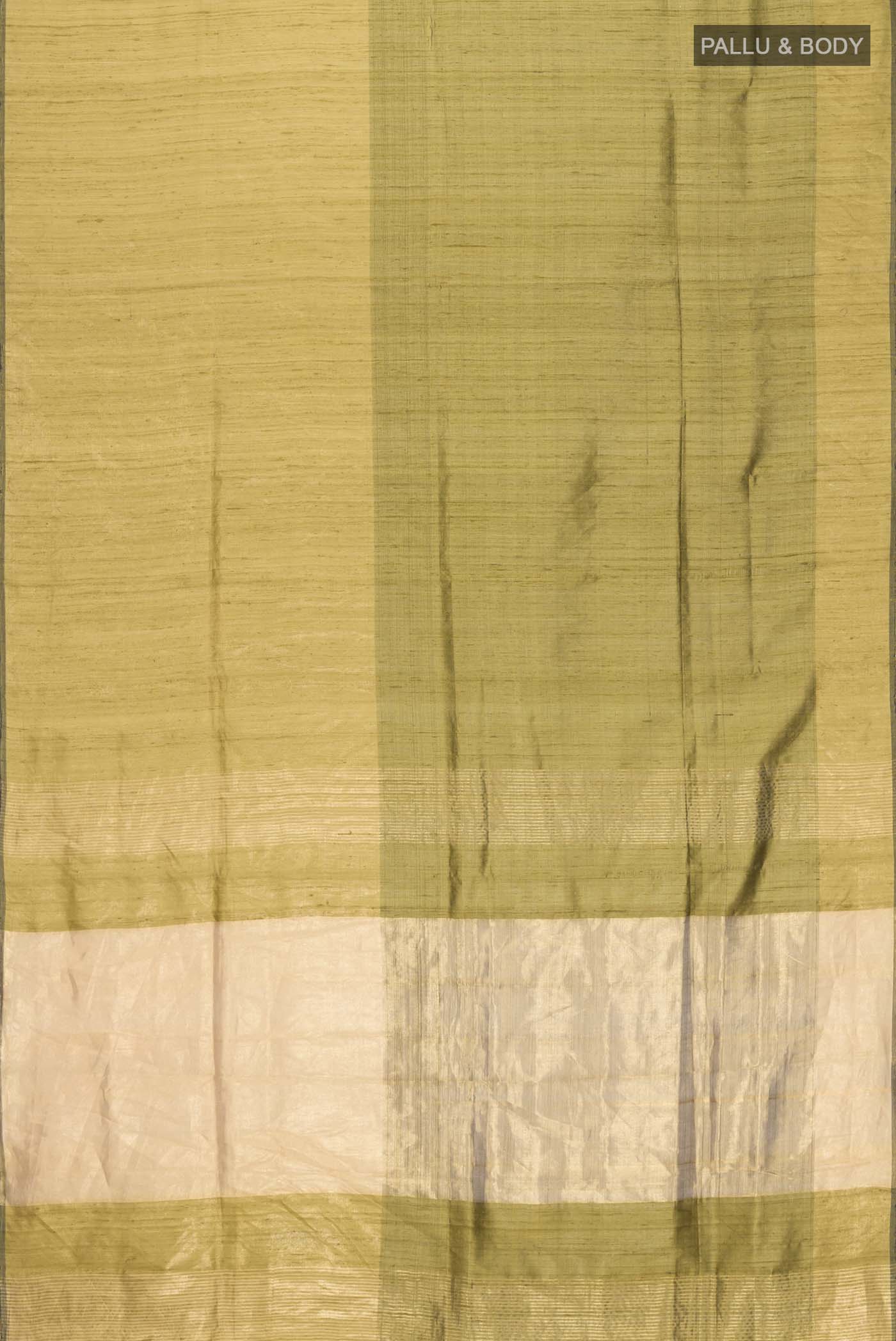 Green Tussar Silk Saree - Image 3