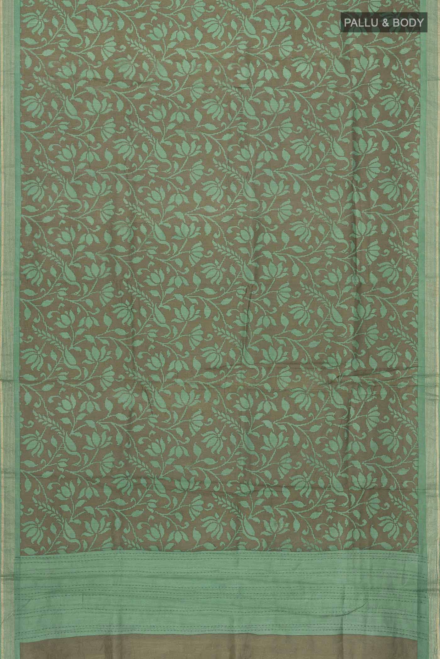 Green Tussar Silk Saree - Image 5