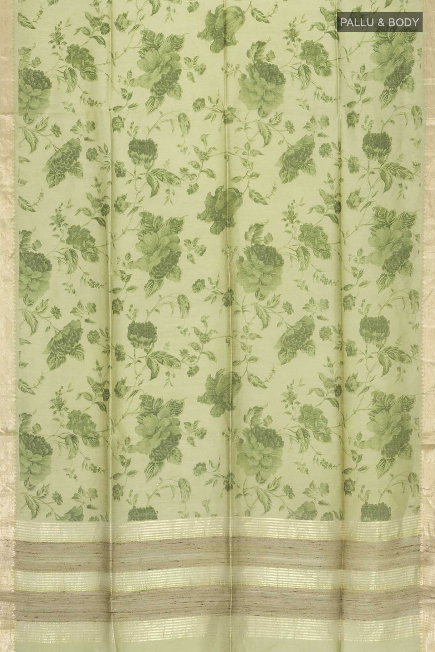 Green Tussar Silk Saree - Image 5