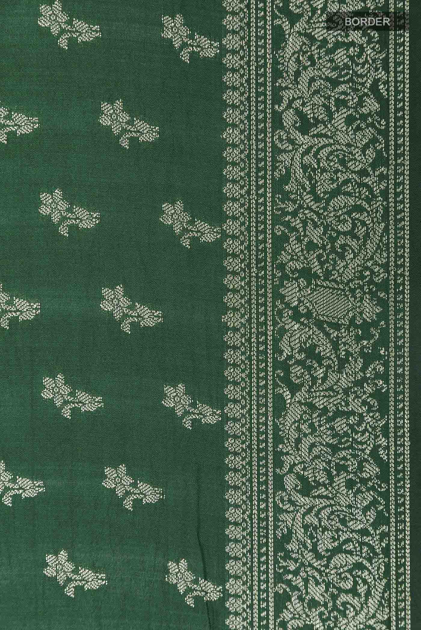 Green Banarasi Raw Silk Saree - Image 3