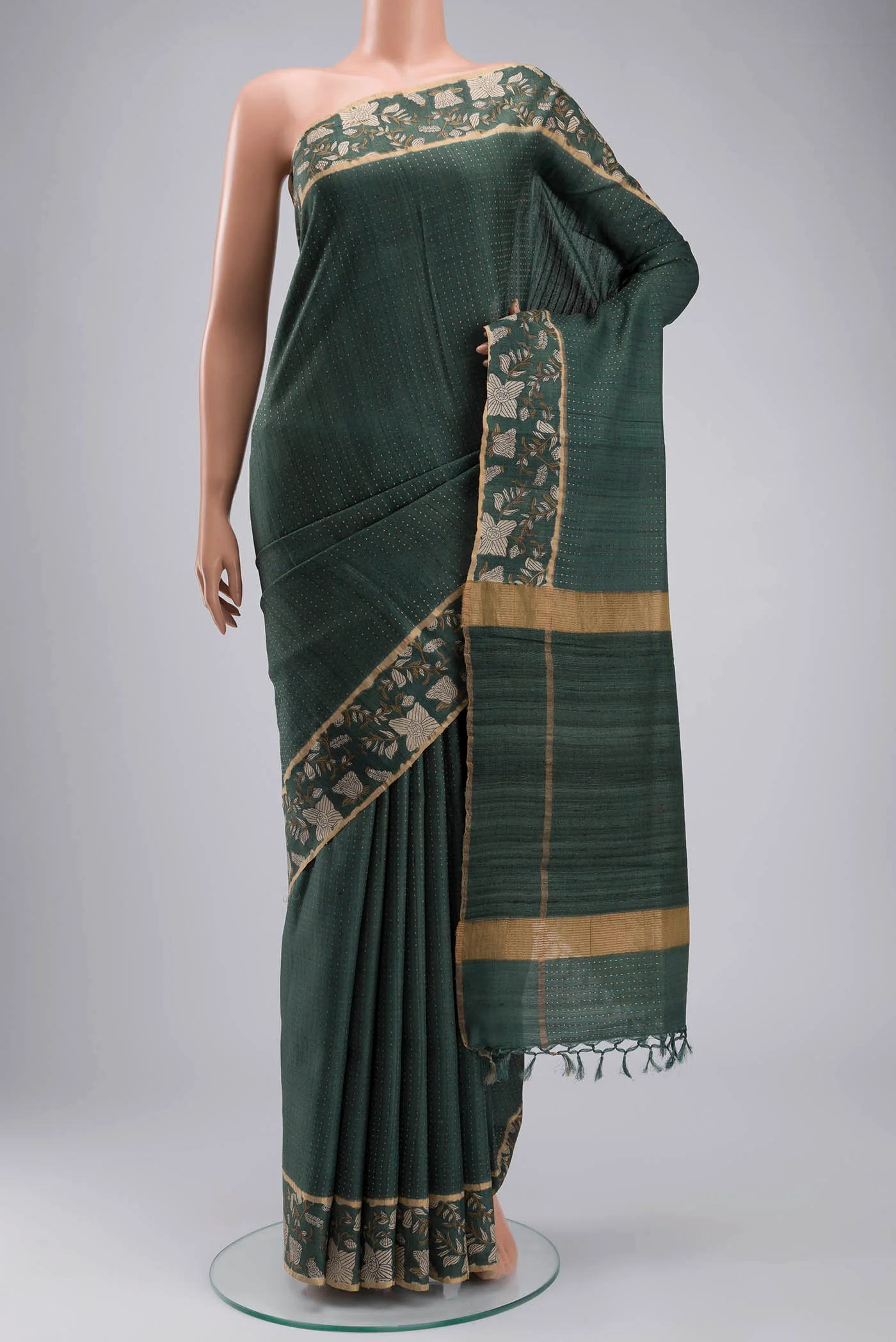 Green Tussar Silk Saree