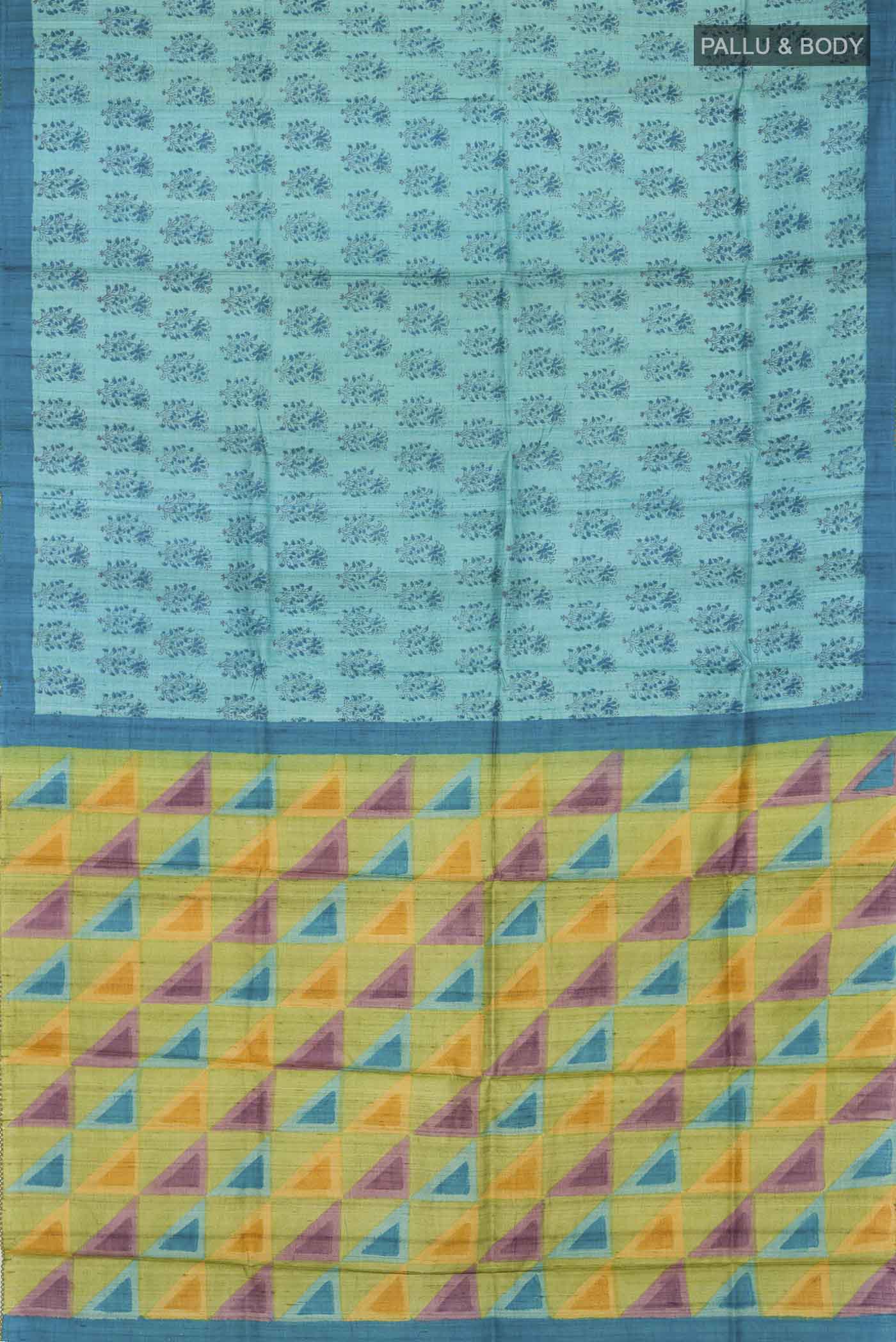 Blue Tussar Silk Saree - Image 5