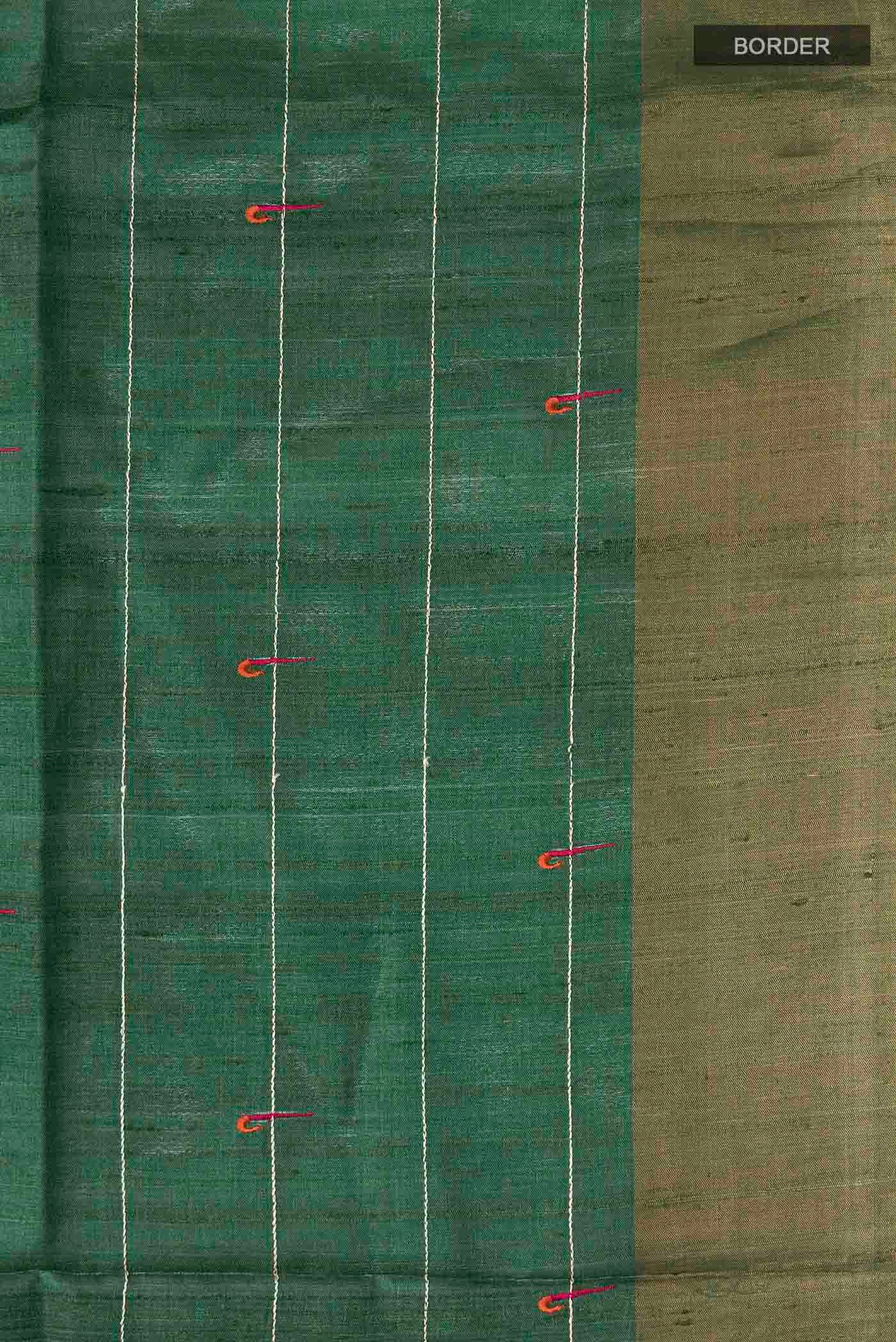 Green Tussar Silk Saree - Image 3