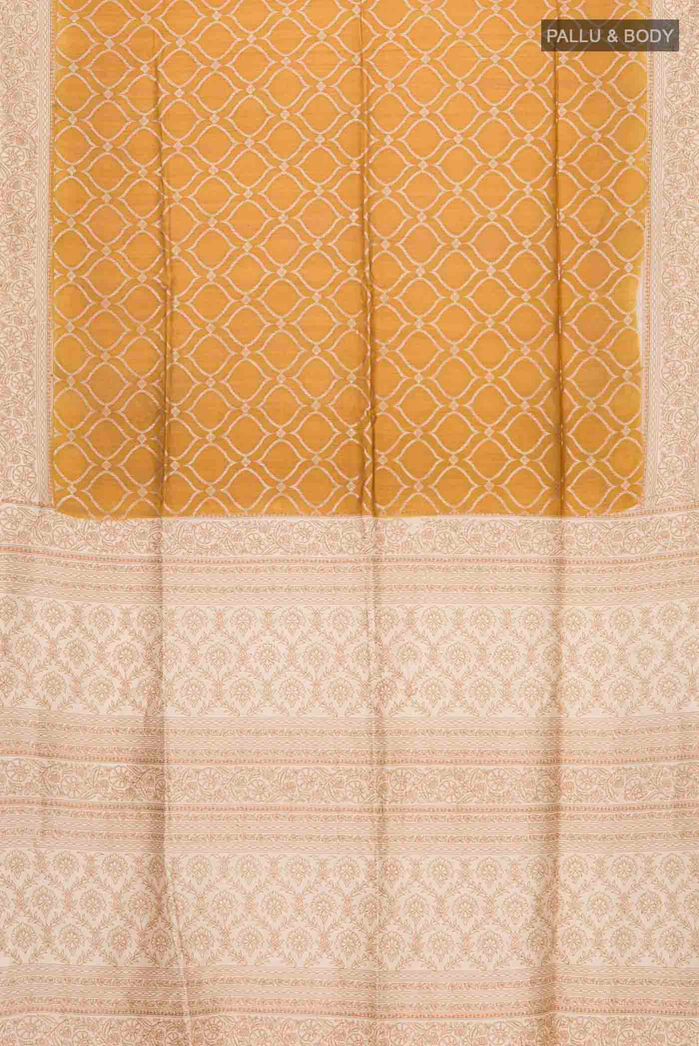 Mustard Tussar Silk Saree - Image 5