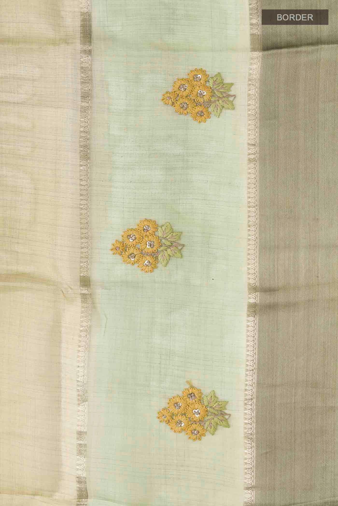 Green Tussar Silk Saree - Image 3