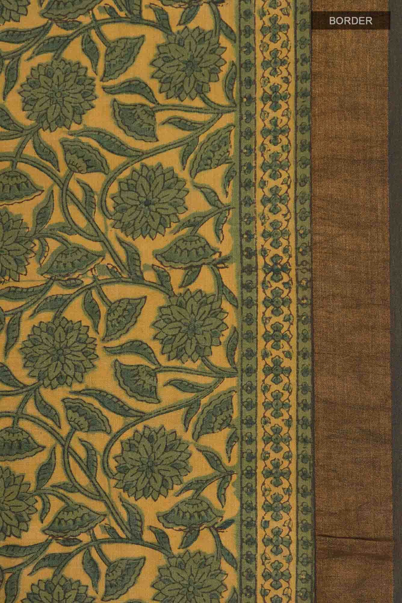 Green Tussar Silk Saree - Image 5