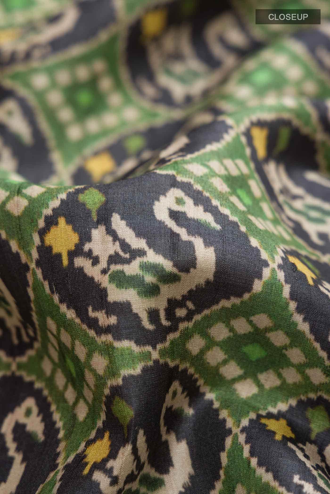 Green Tussar Silk Saree - Image 2