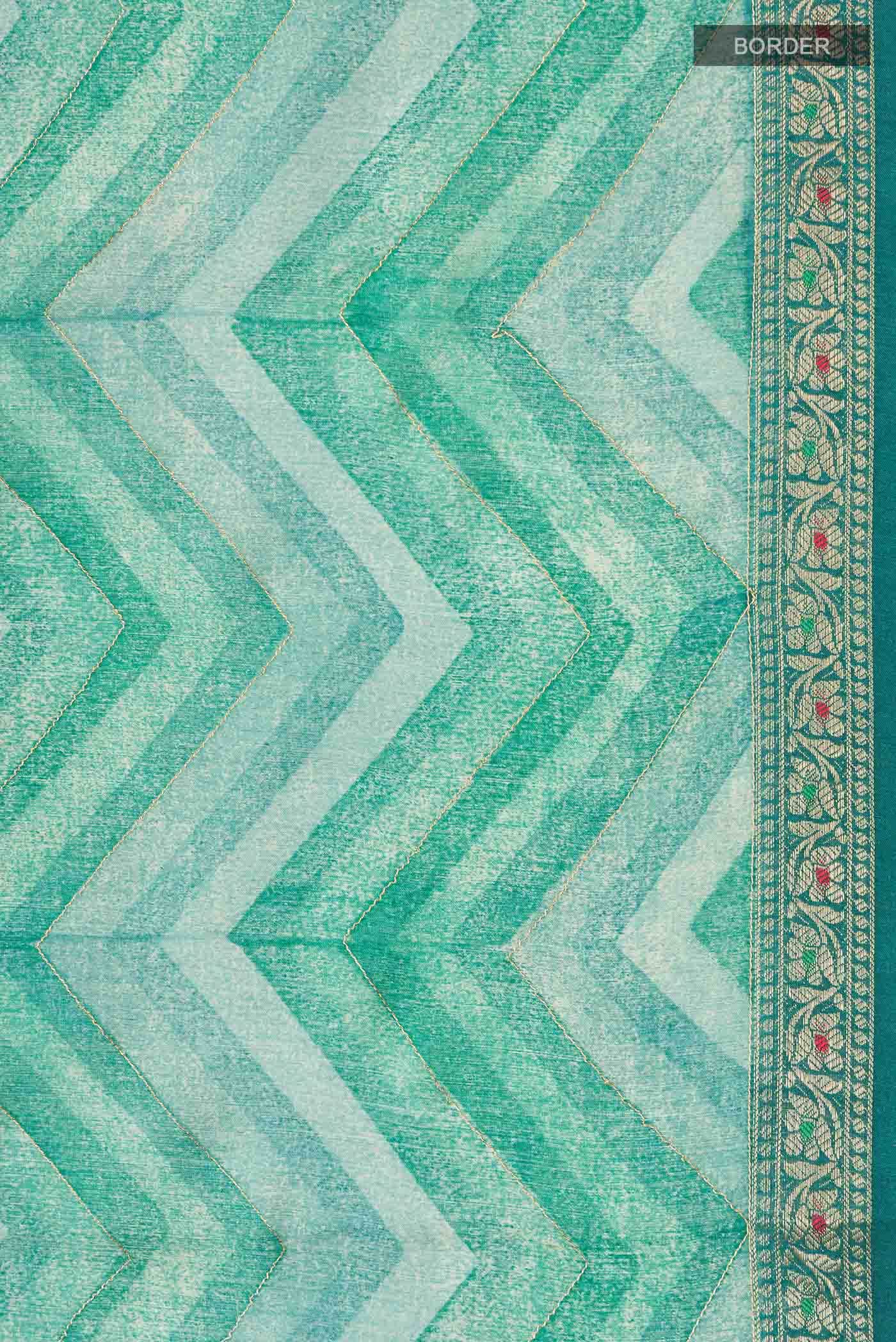 Green Tussar Silk Saree - Image 4