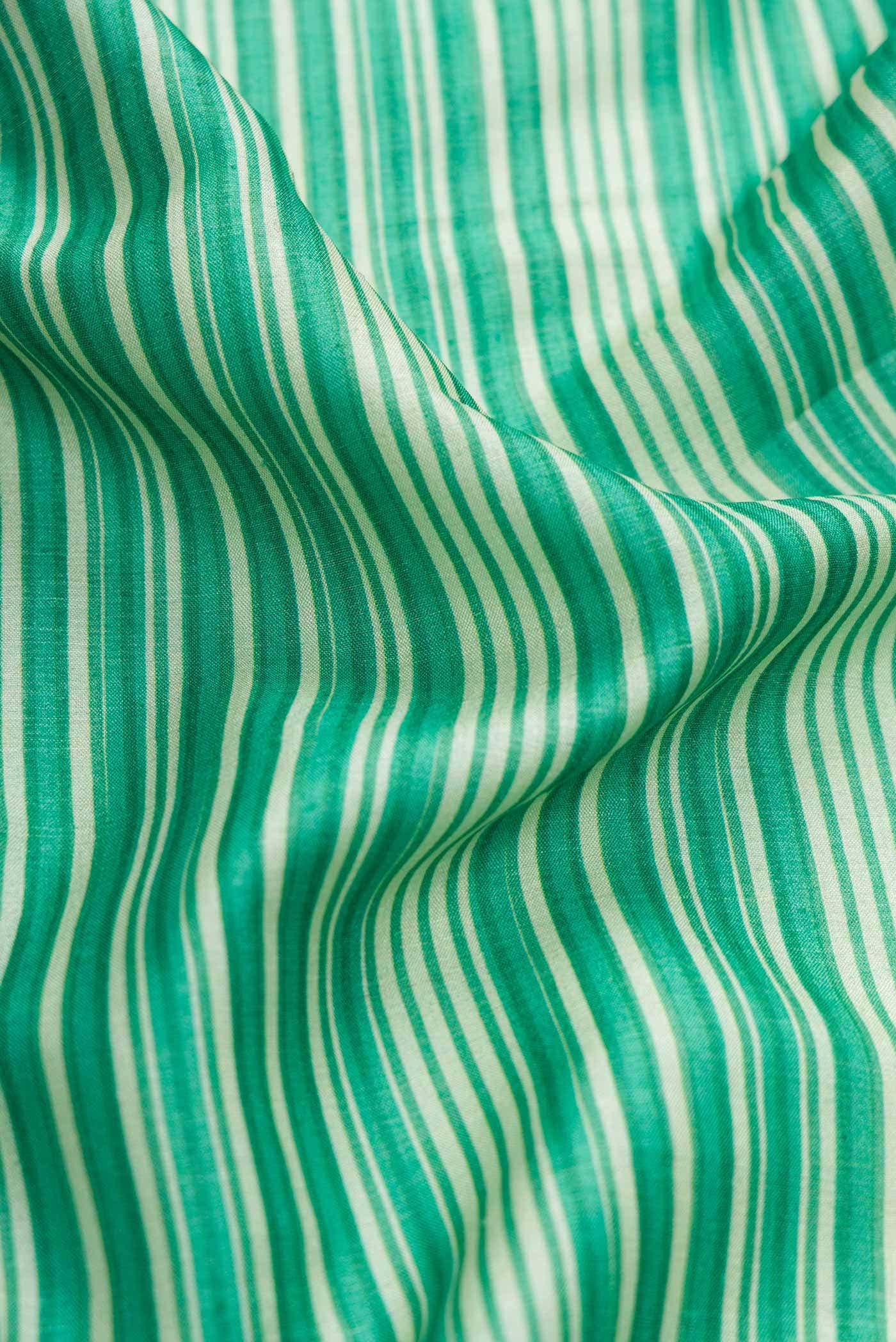 Green Tussar Silk Saree - Image 2