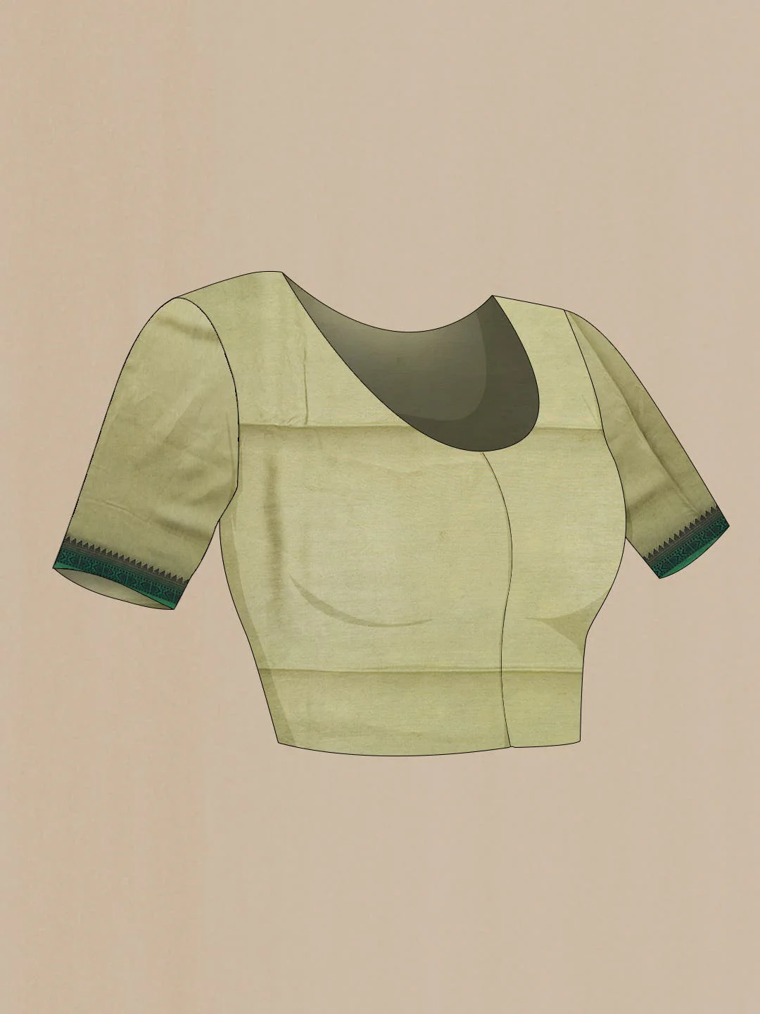 Sage Green Tussar Silk Saree - Image 4
