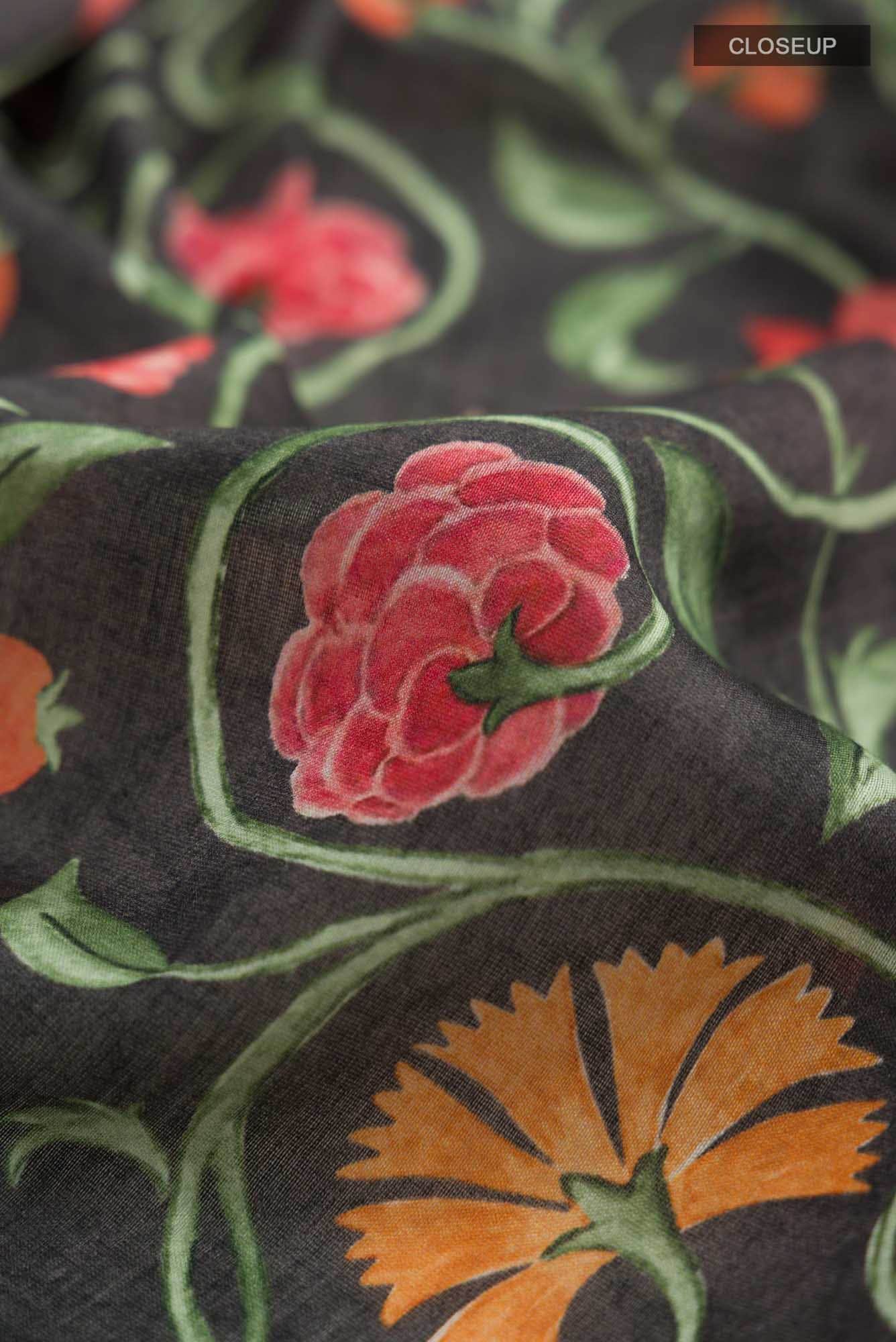 Black Tussar Silk Saree - Image 2
