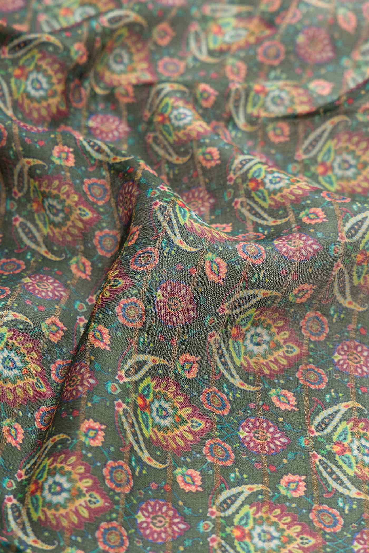 Green Tussar Silk Saree - Image 2