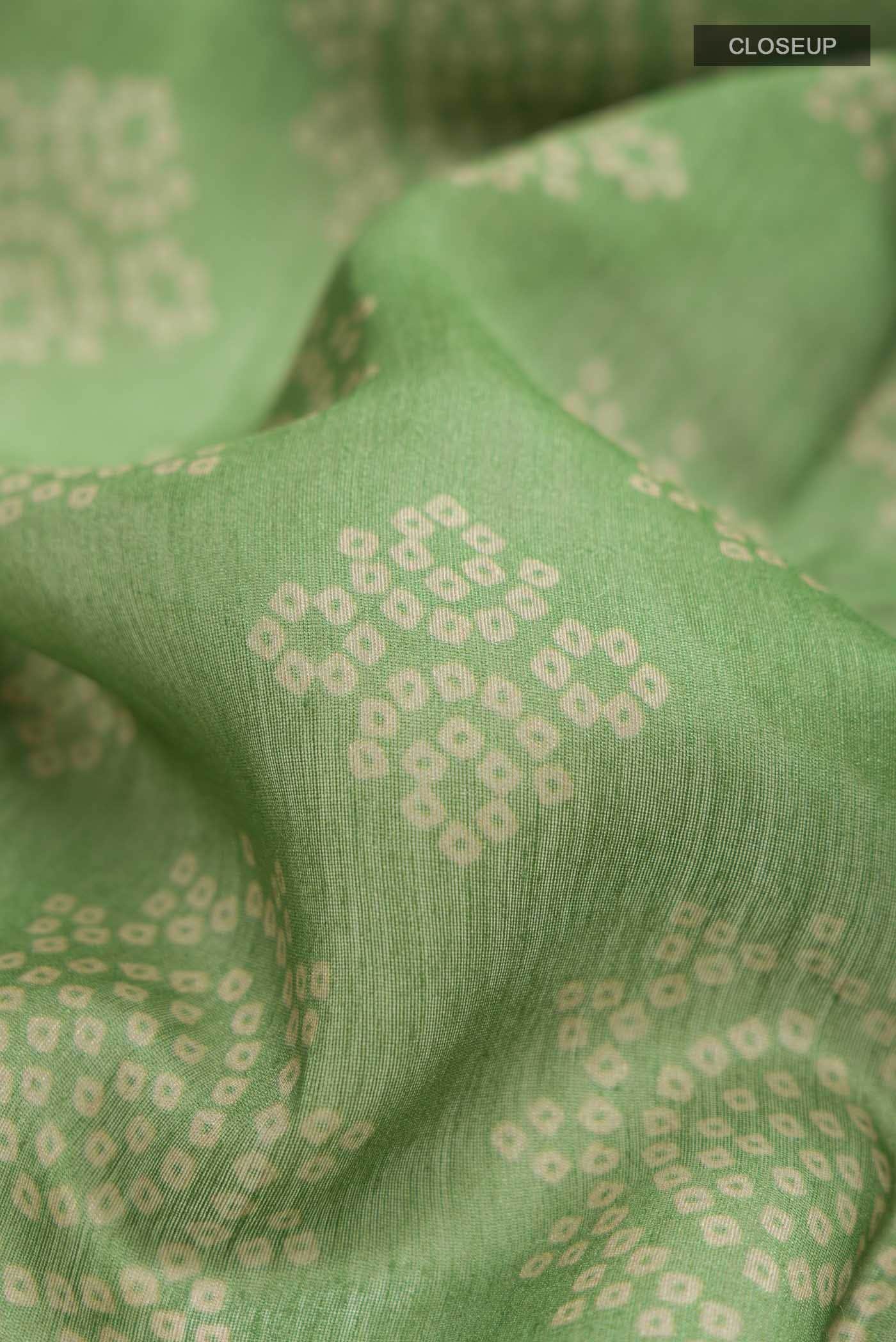 Green Tussar Silk Saree - Image 2
