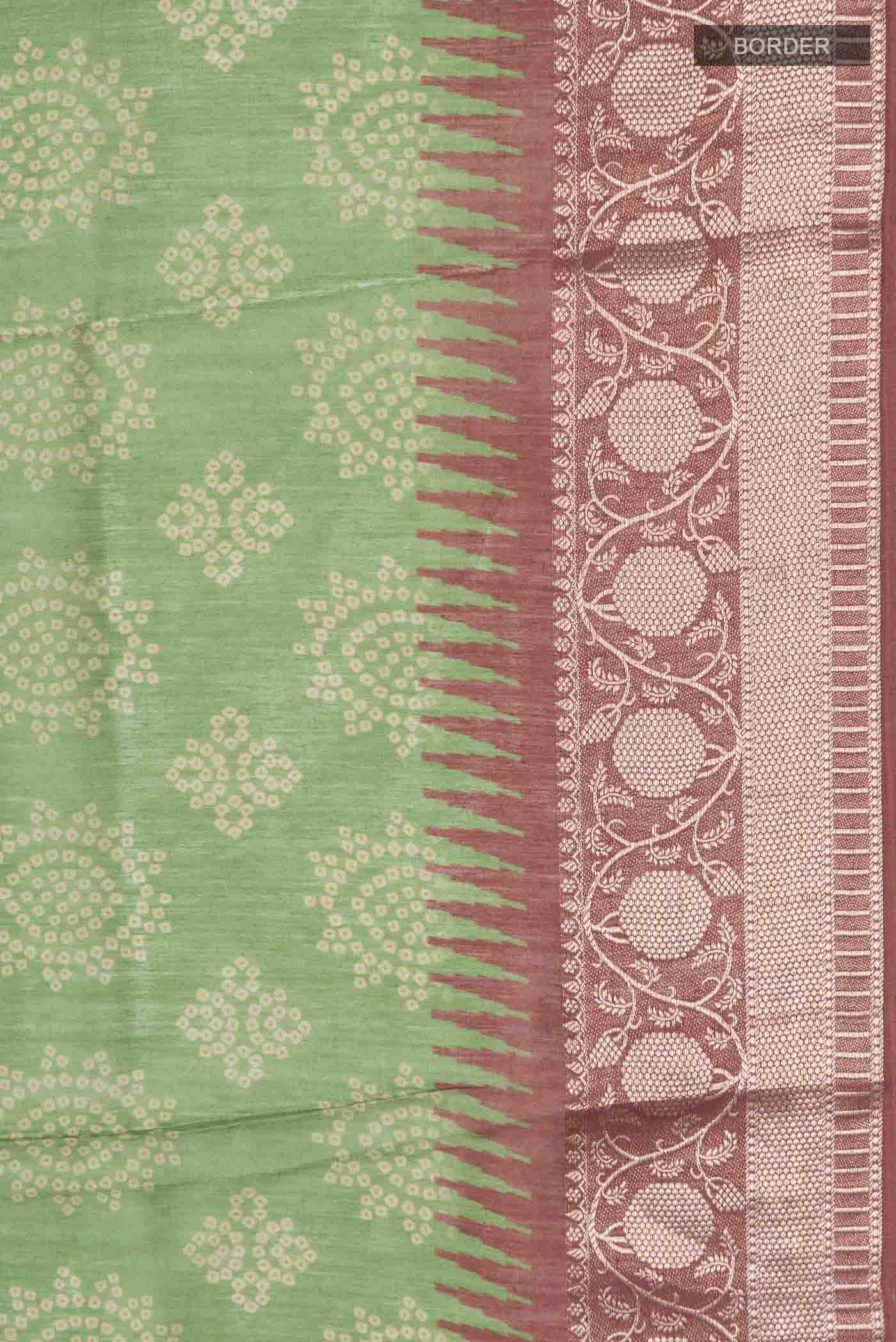 Green Tussar Silk Saree - Image 4