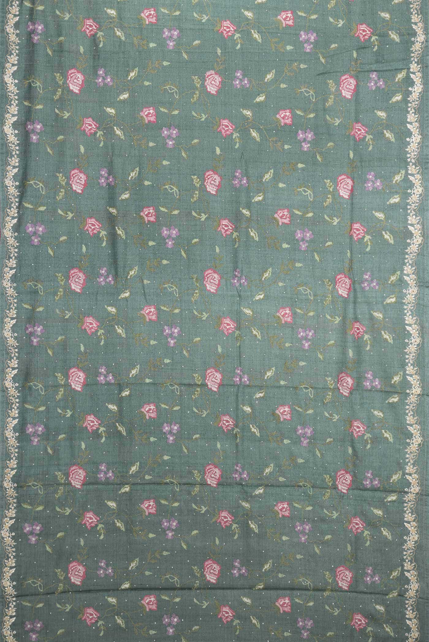 Green Tussar Silk Saree - Image 3