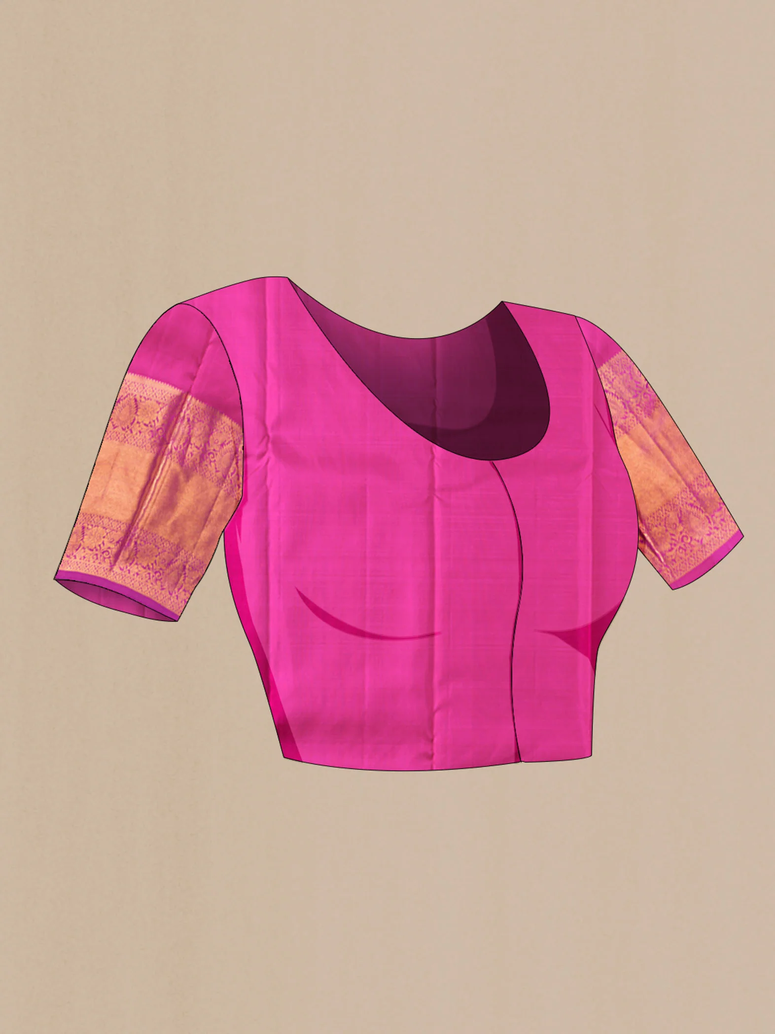 Green with Pink Color Kanchipuram Silk Saree - Image 5