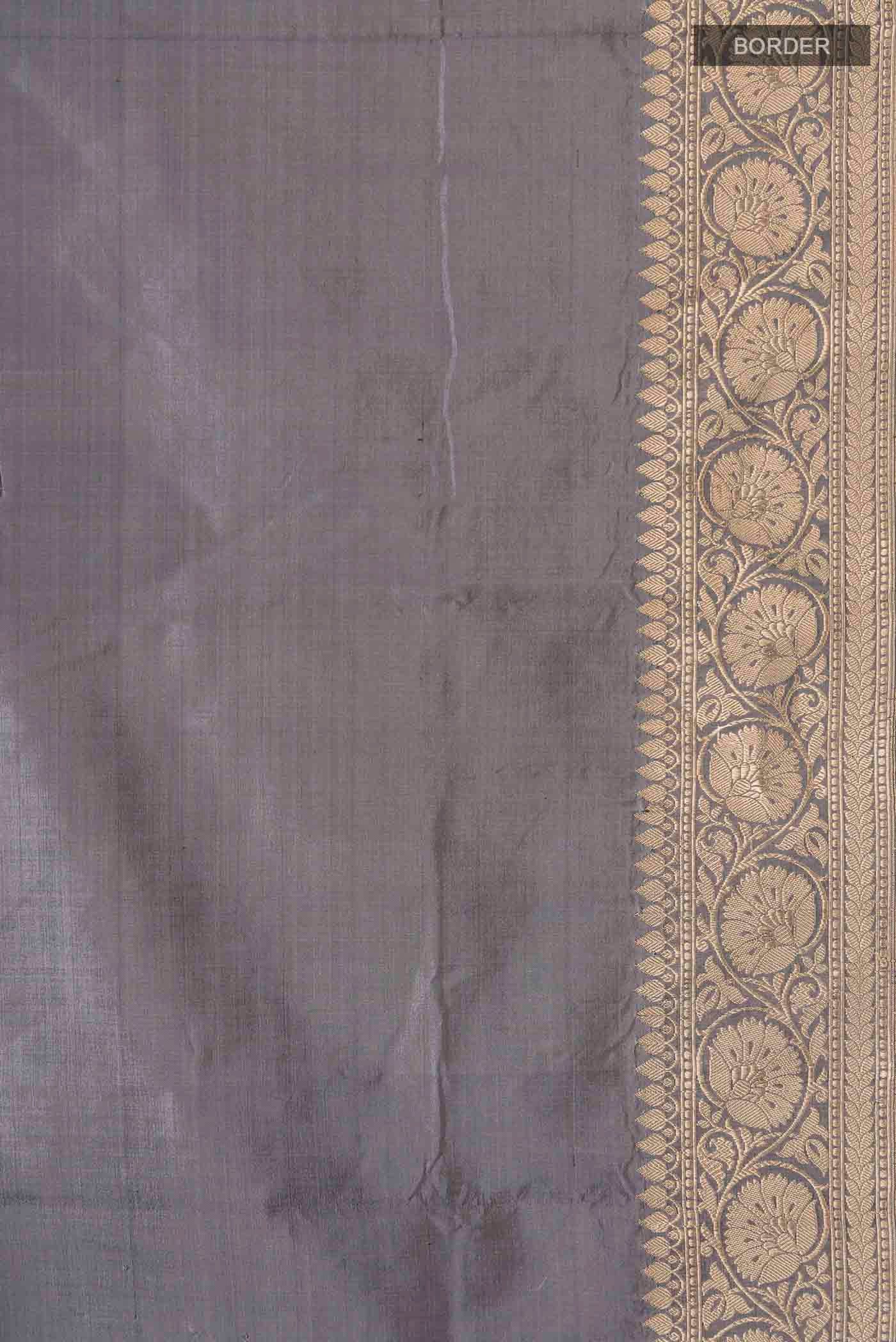 Grey Banarasi Katan Silk Saree - Image 3