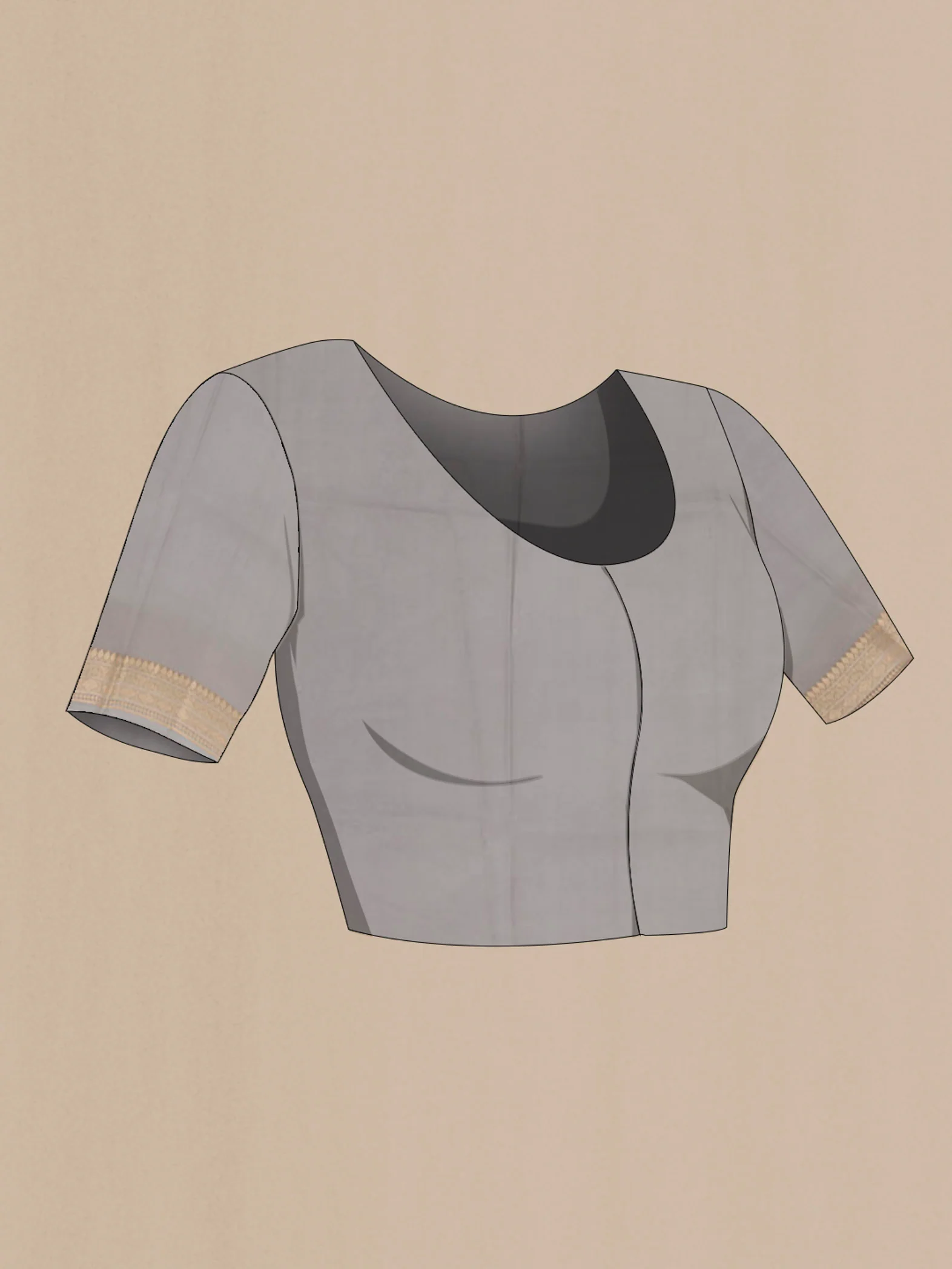 Grey Banarasi Kora Silk Saree - Image 2