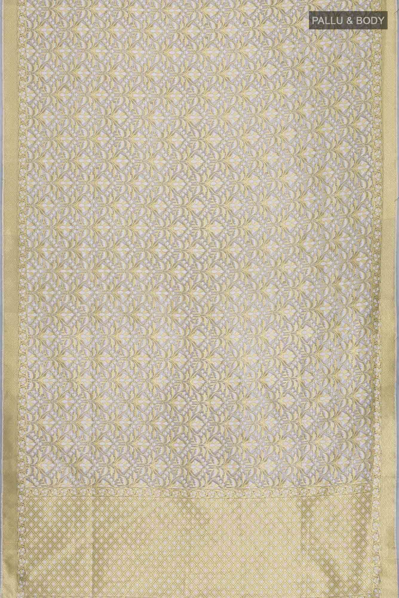 Grey Banarasi Kora Silk Saree - Image 3