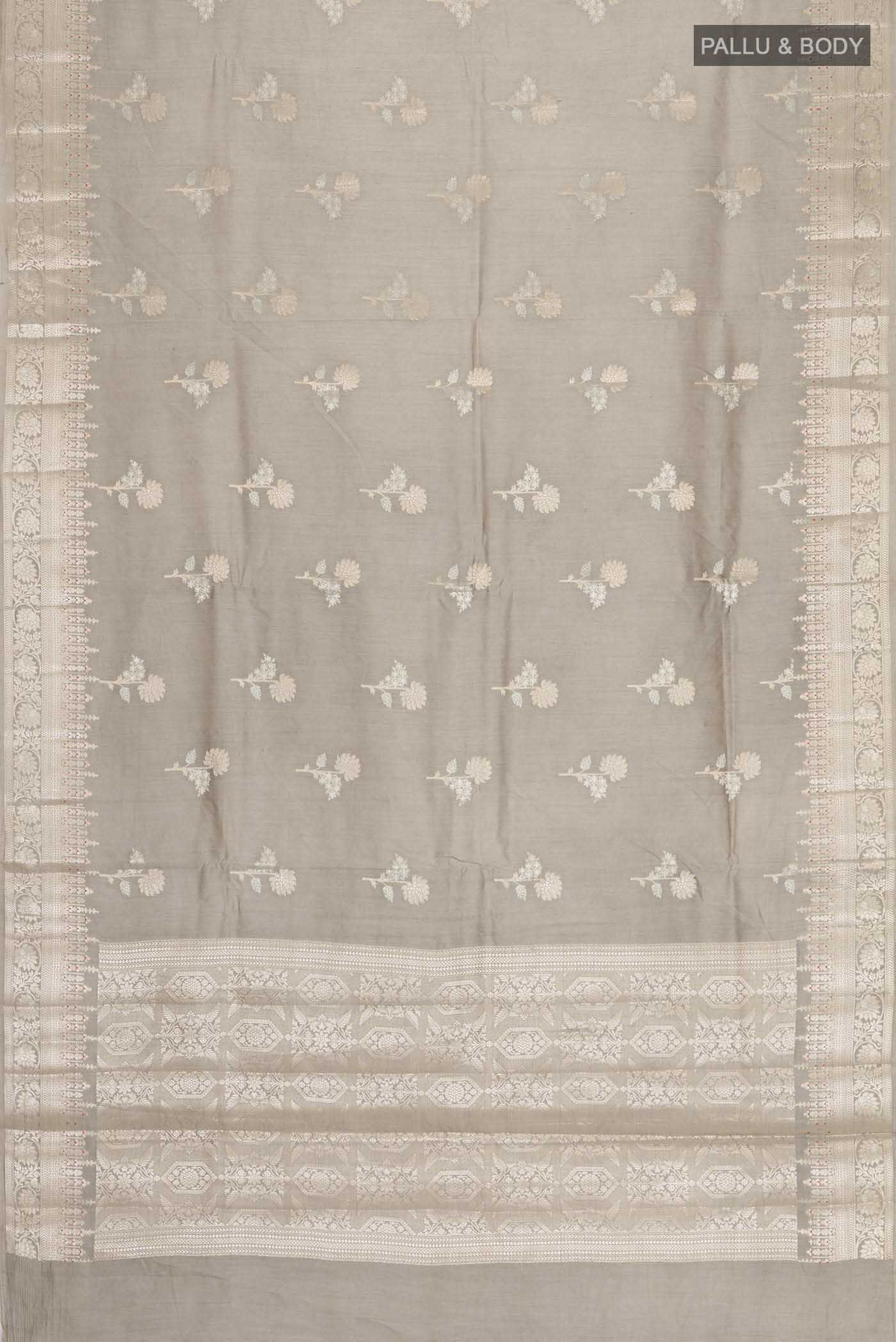 Grey Banarasi Raw Silk Saree - Image 5