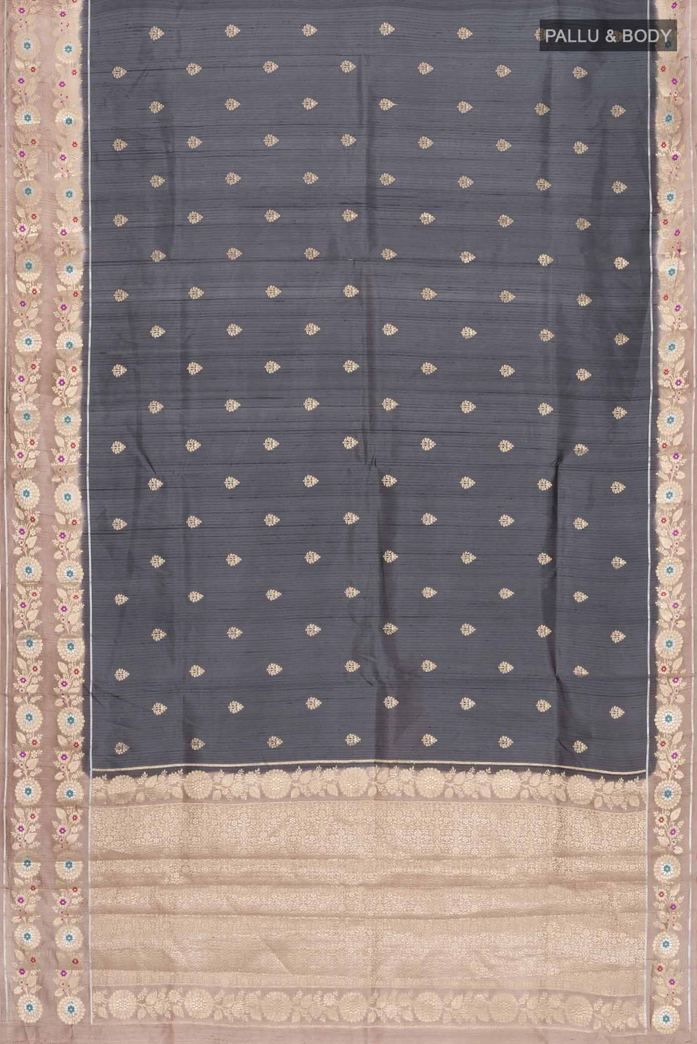 Grey Banarasi Raw Silk Saree - Image 5