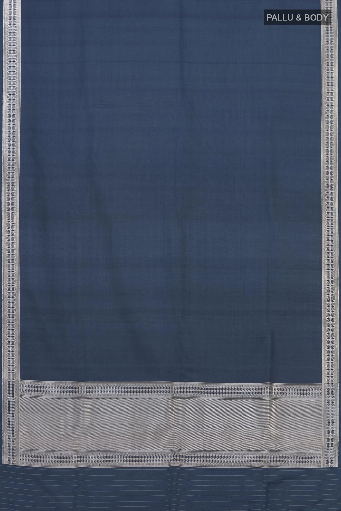 Blue Grey Banarasi Silk Saree - Image 5