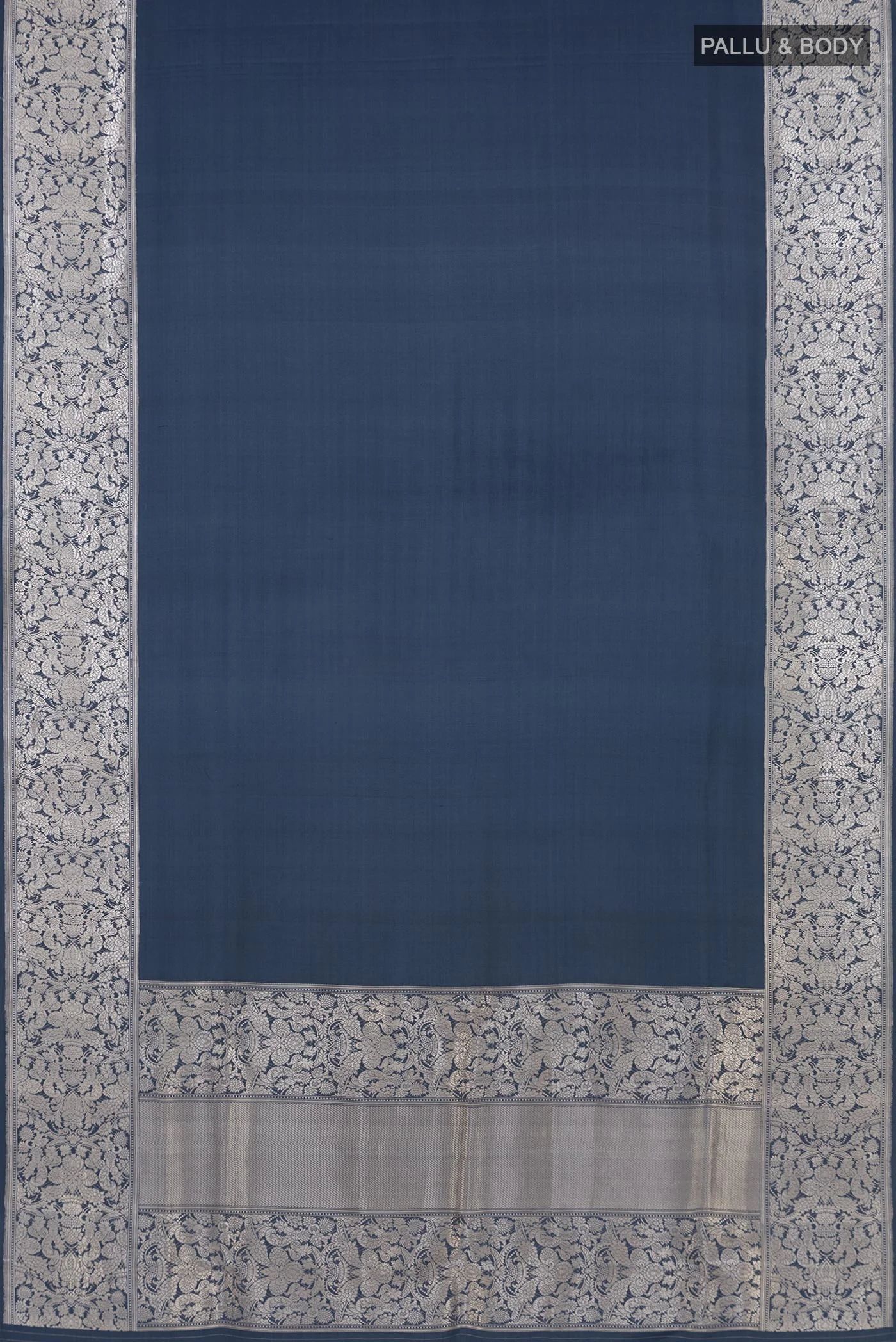 Blue Grey Banarasi Silk Saree - Image 5