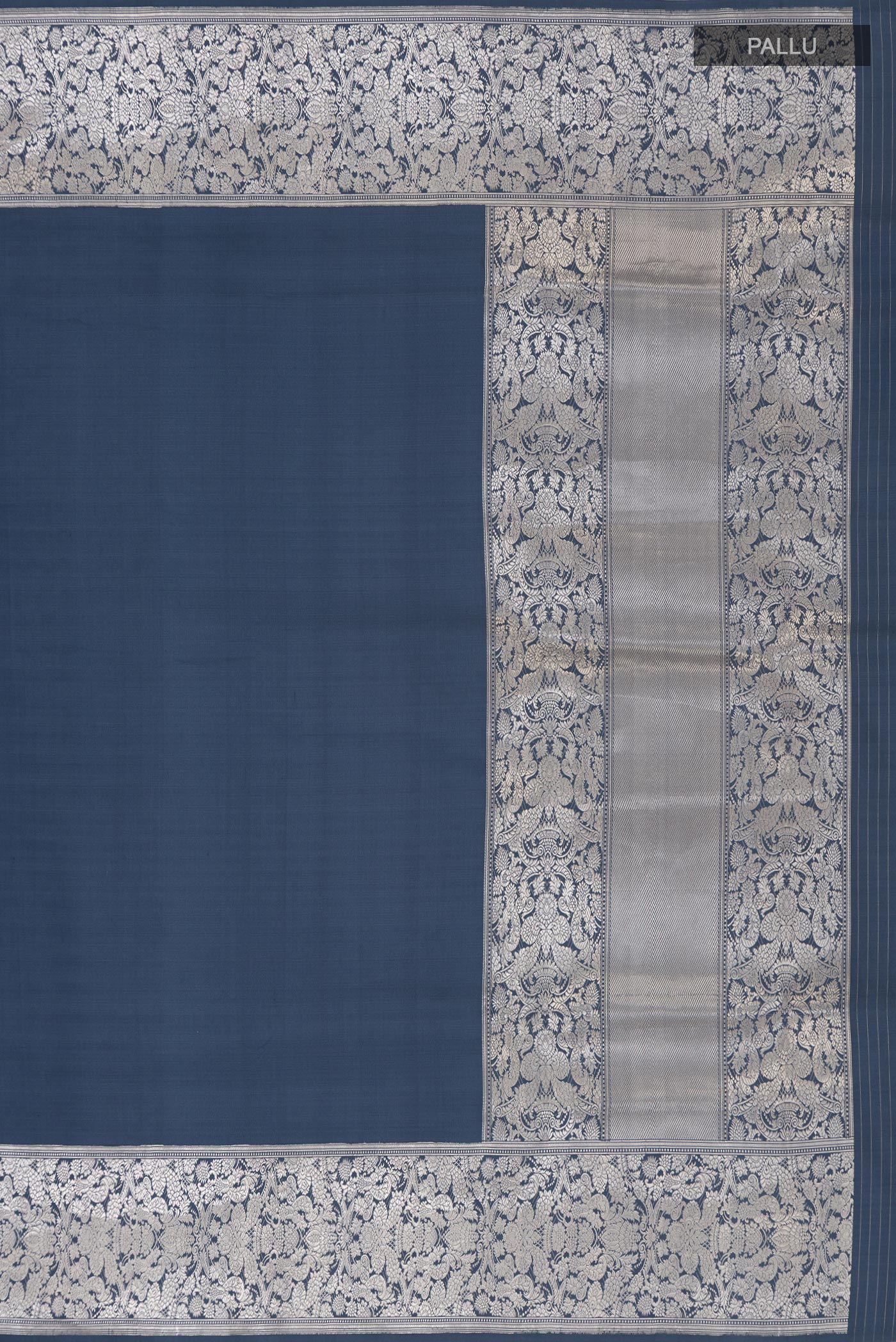 Blue Grey Banarasi Silk Saree - Image 6