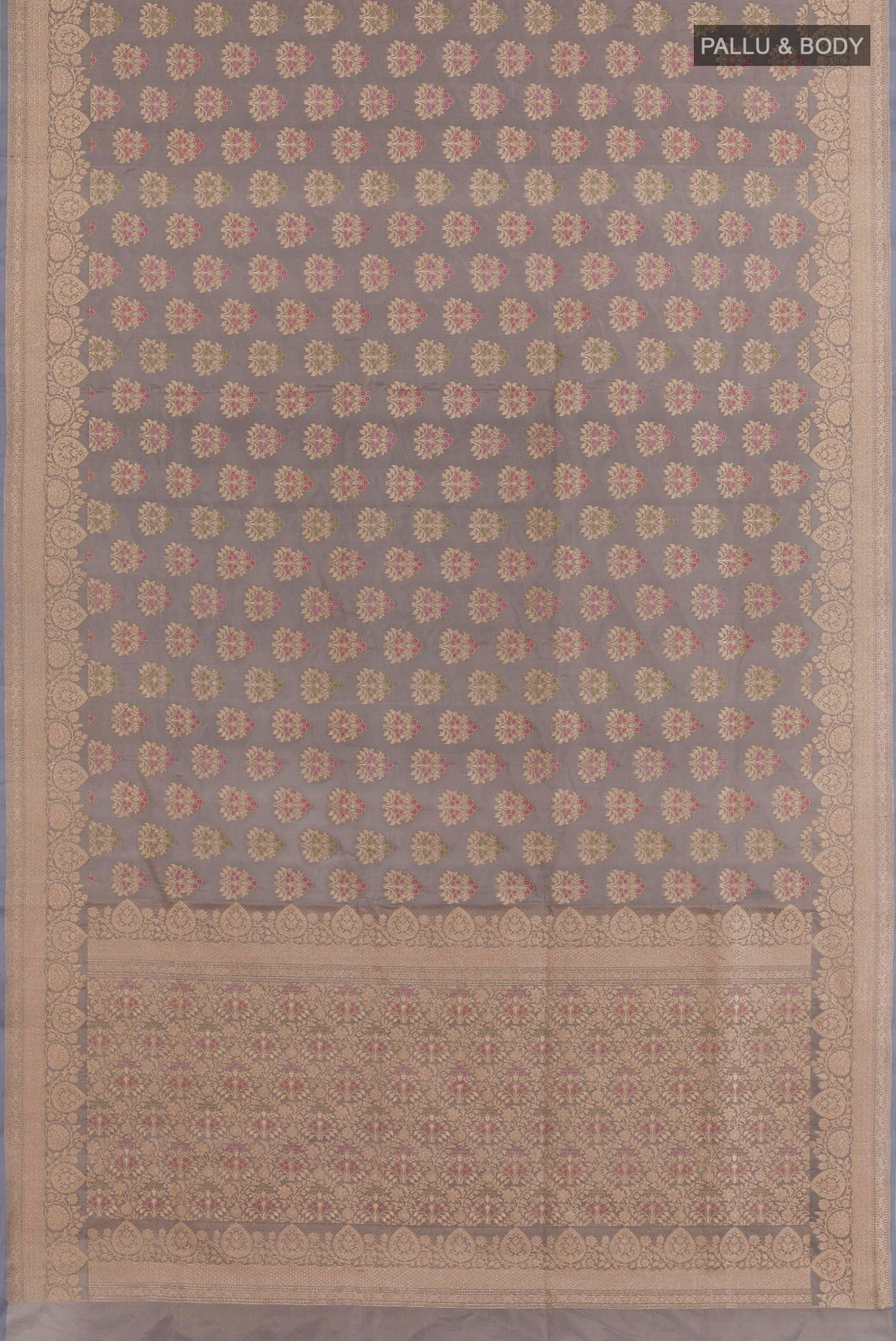 Grey Banarasi Silk Saree - Image 3