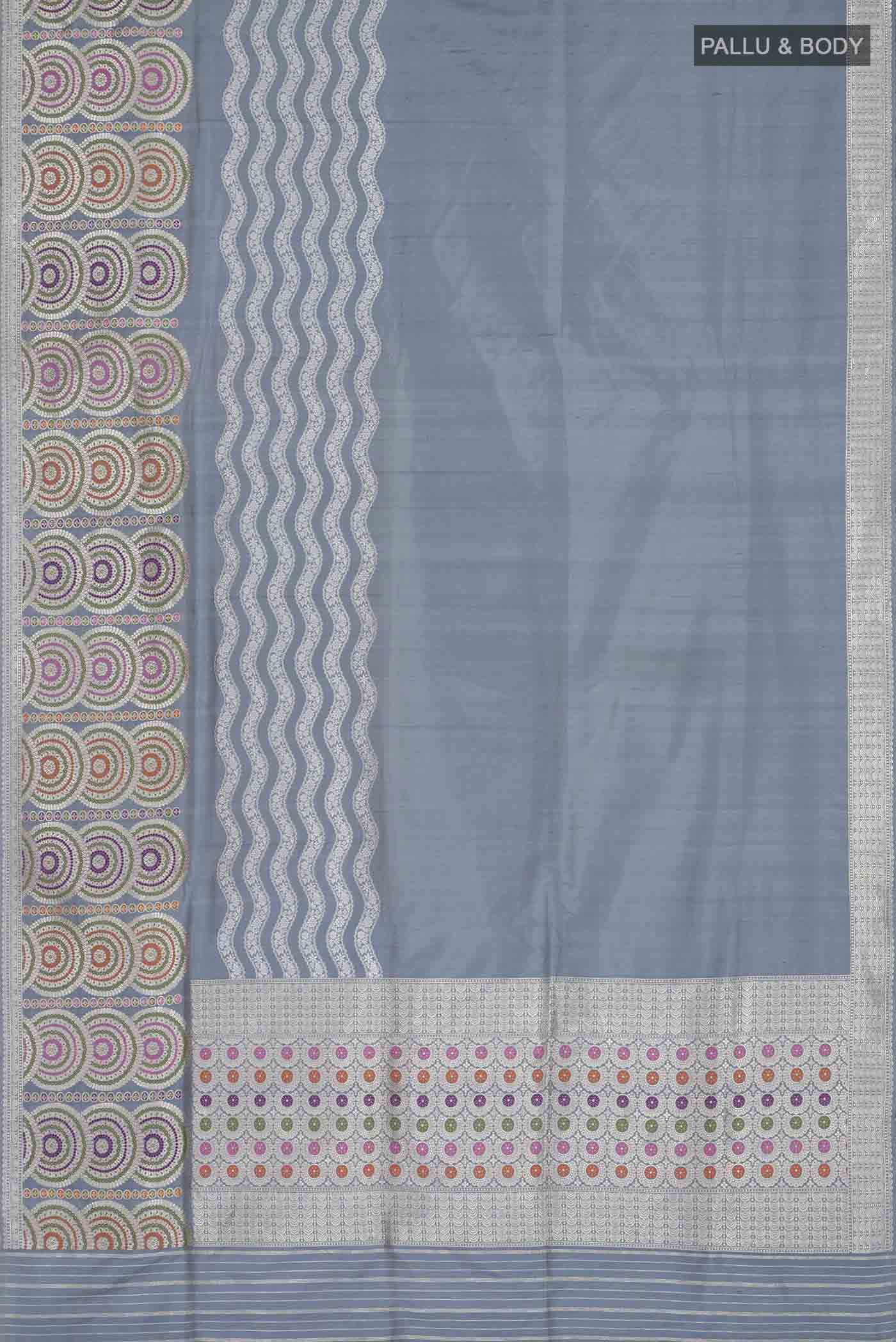Grey Banarasi Silk Saree - Image 6