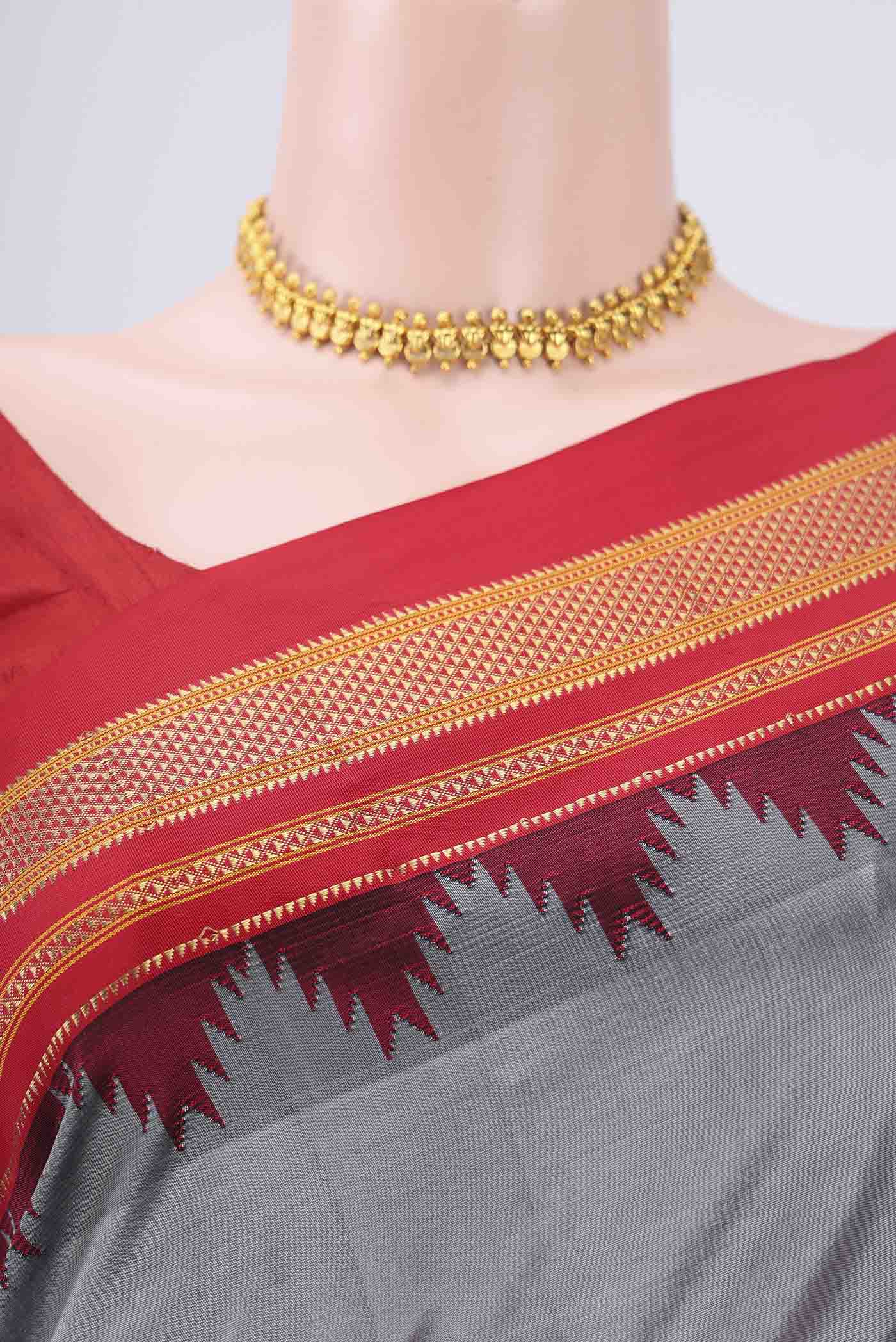 Grey Bangalore Silk Saree - Image 2