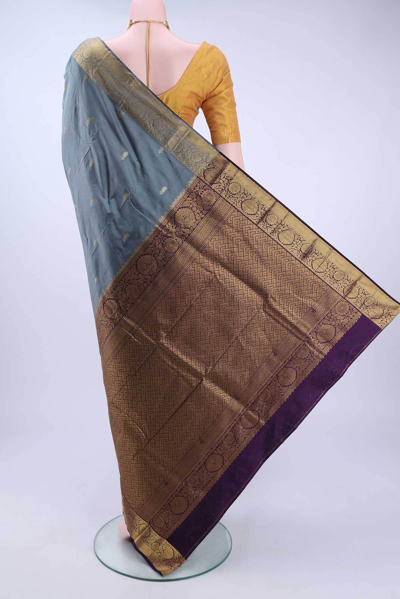 Grey Bangalore Silk Saree - Image 2