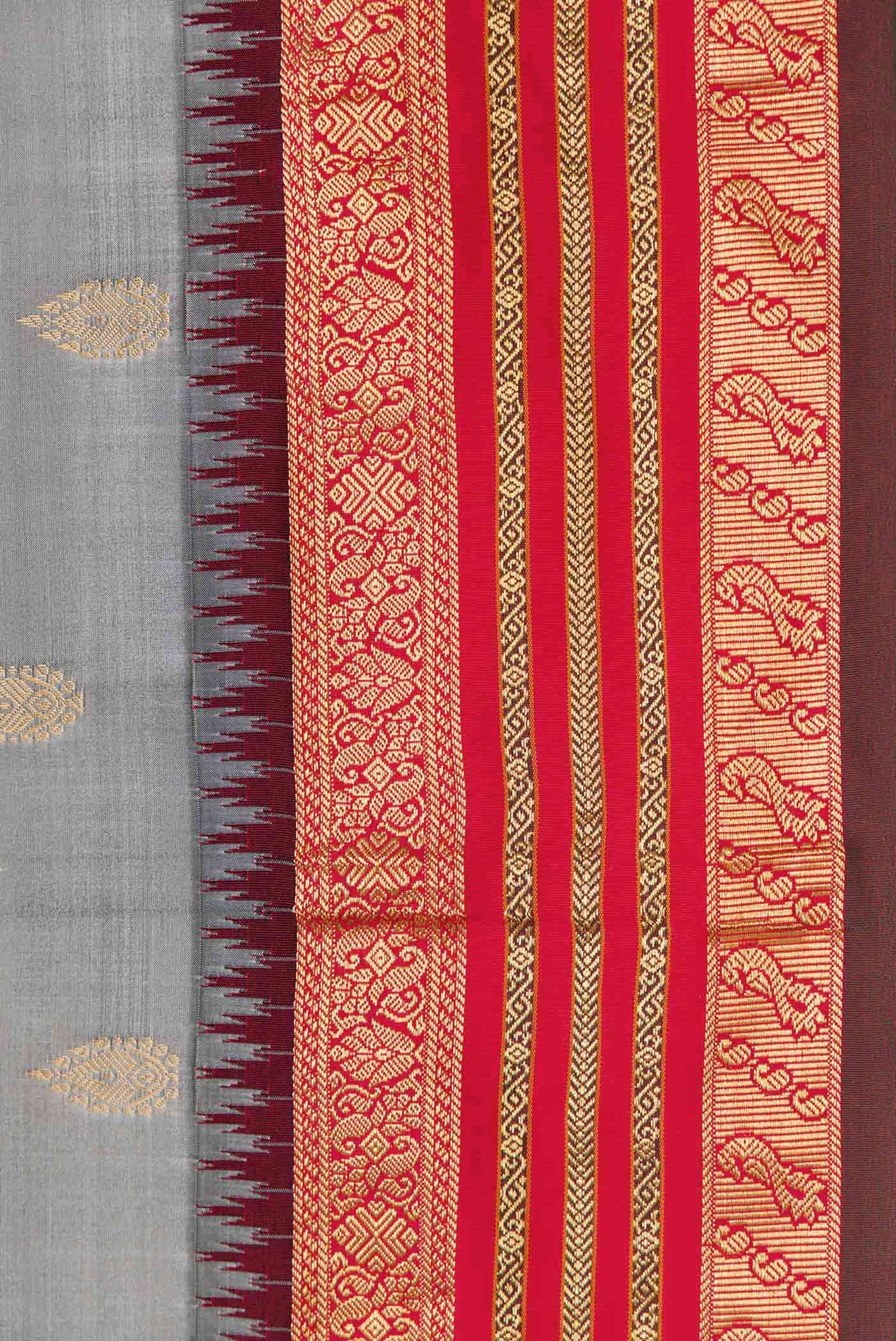 Grey Bangalore Silk Saree - Image 3
