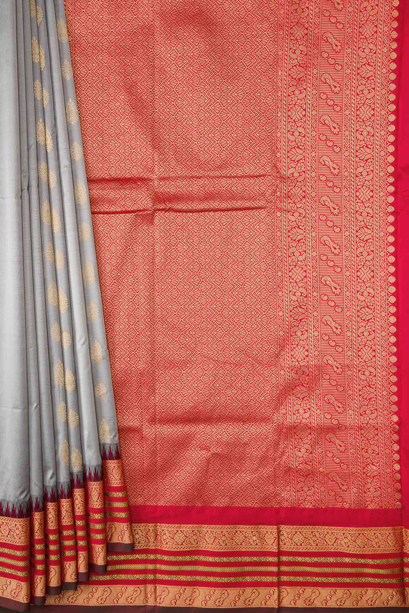 Grey Bangalore Silk Saree - Image 4