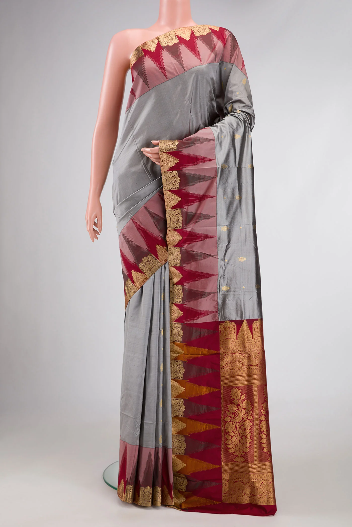 Grey Bangalore Silk Saree