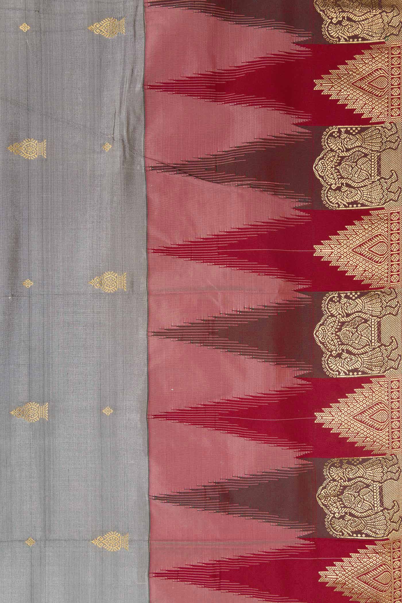 Grey Bangalore Silk Saree - Image 3