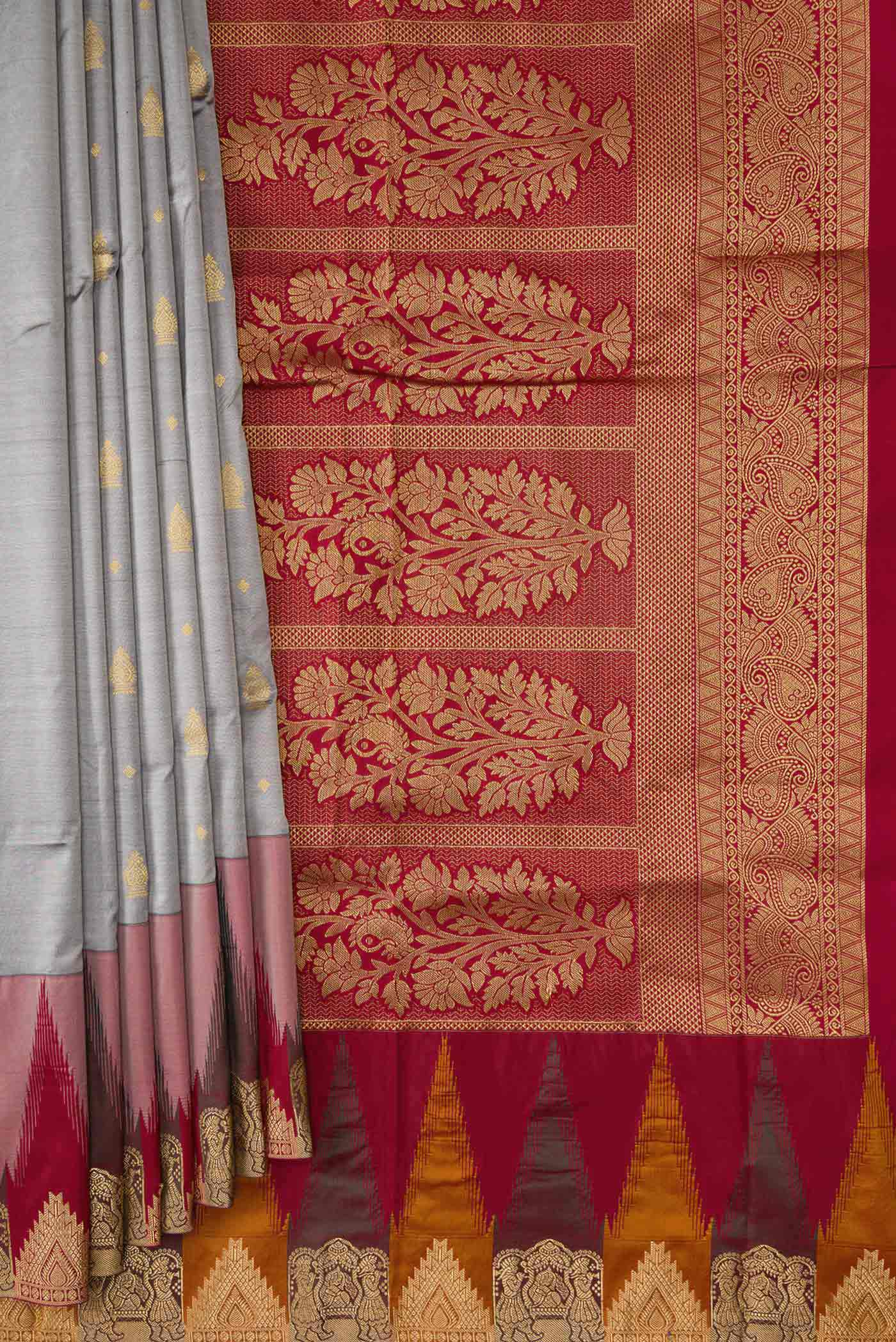 Grey Bangalore Silk Saree - Image 4