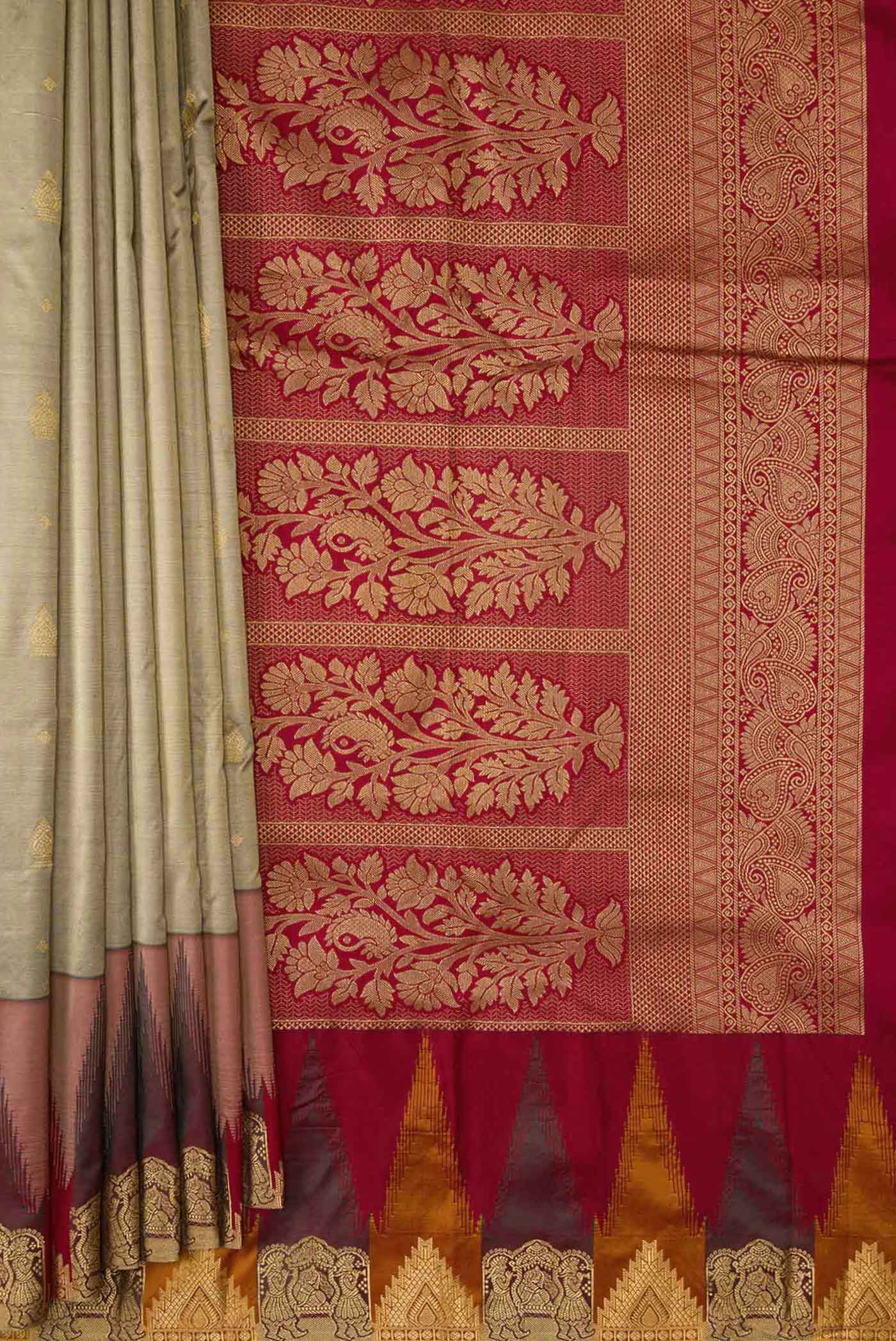 Grey Bangalore Silk Saree - Image 4