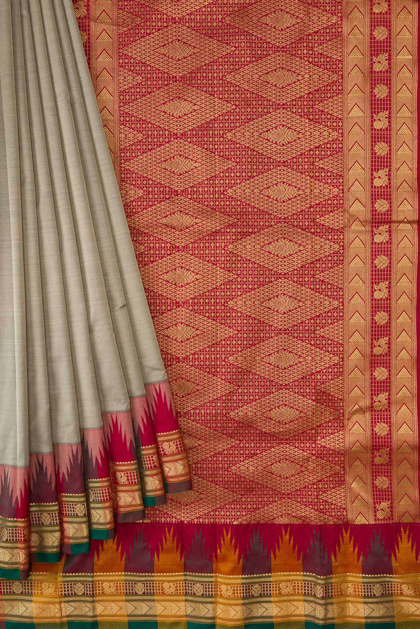 Grey Bangalore Silk Saree - Image 4