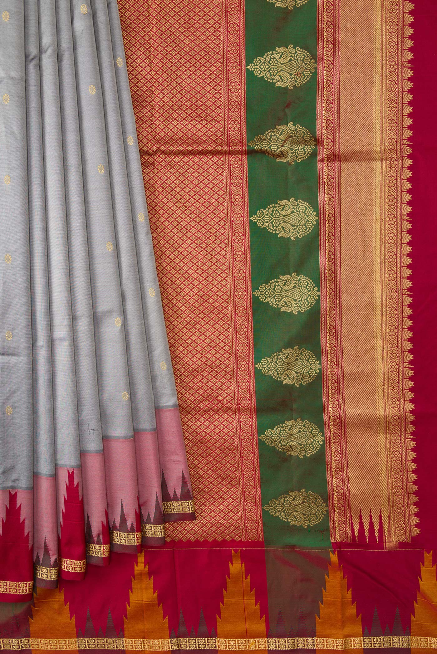 Grey Bangalore Silk Saree - Image 4