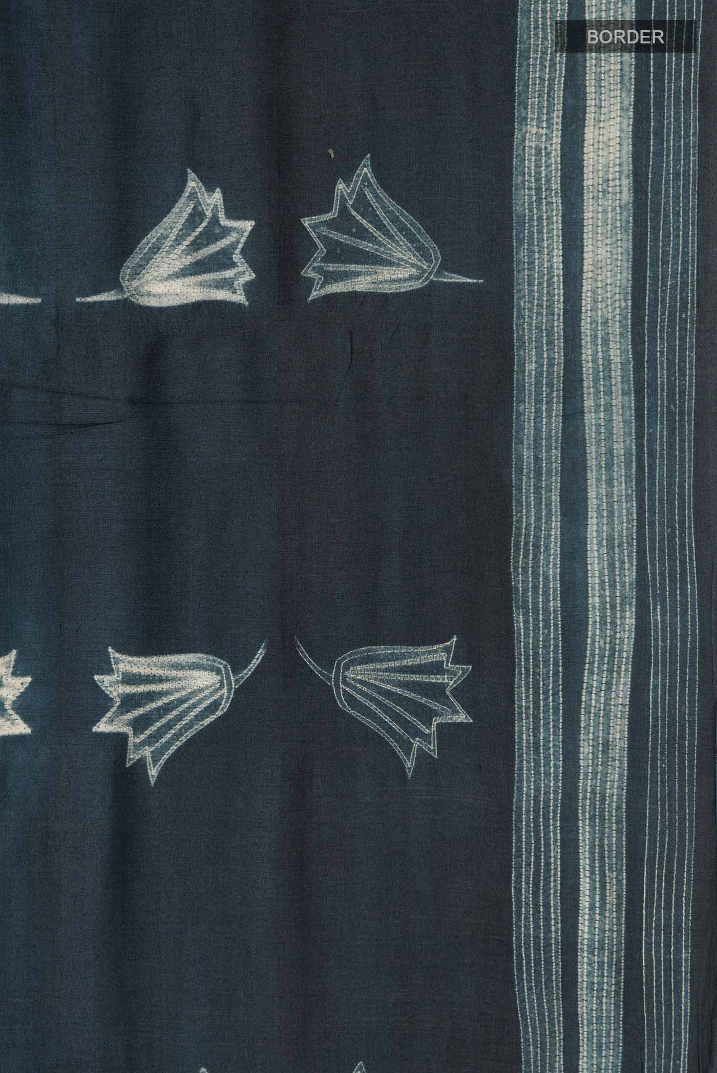 Black Bhagalpuri Tussar Silk Saree - Image 3