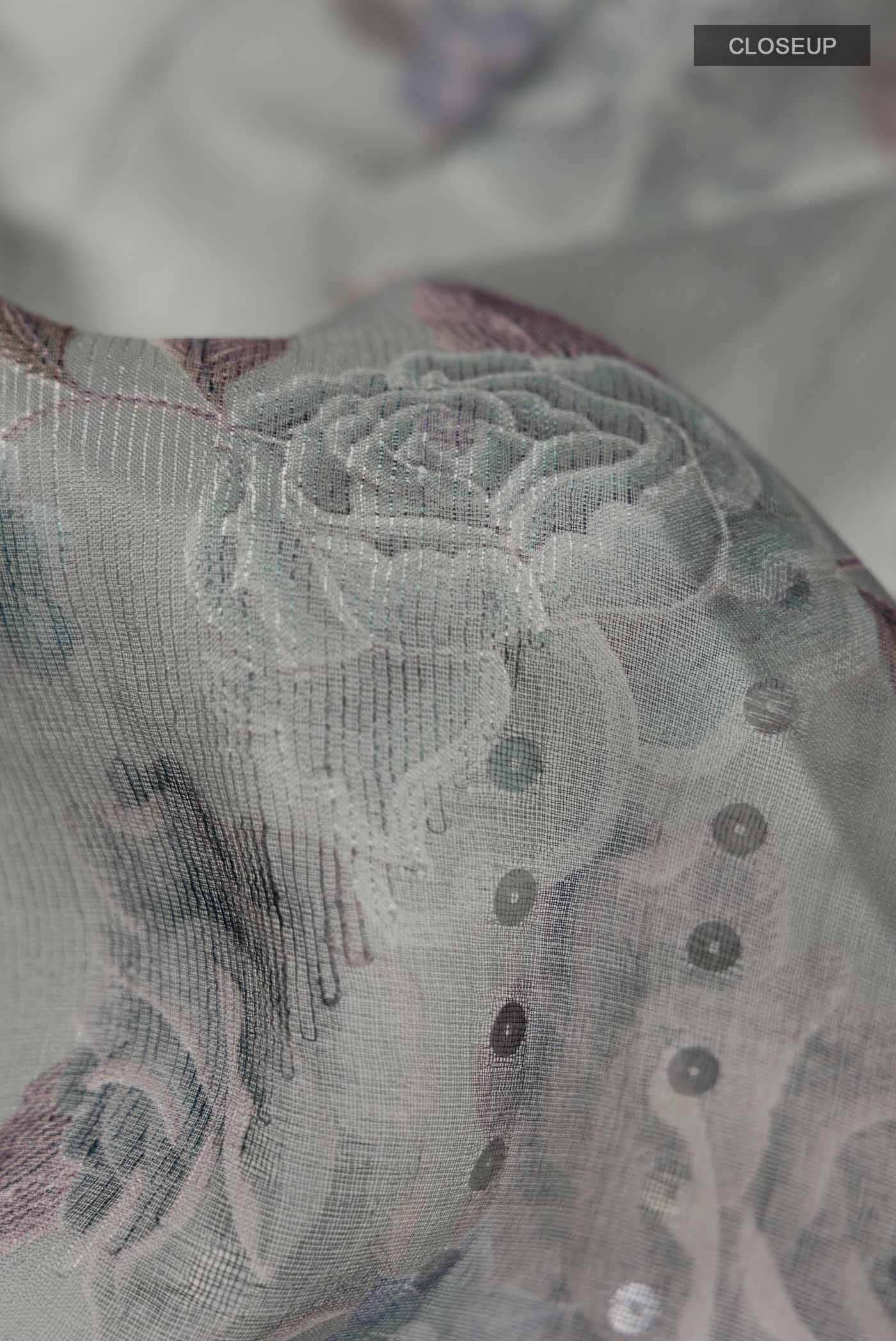 Grey Bhagalpuri Tussar Silk Saree - Image 3