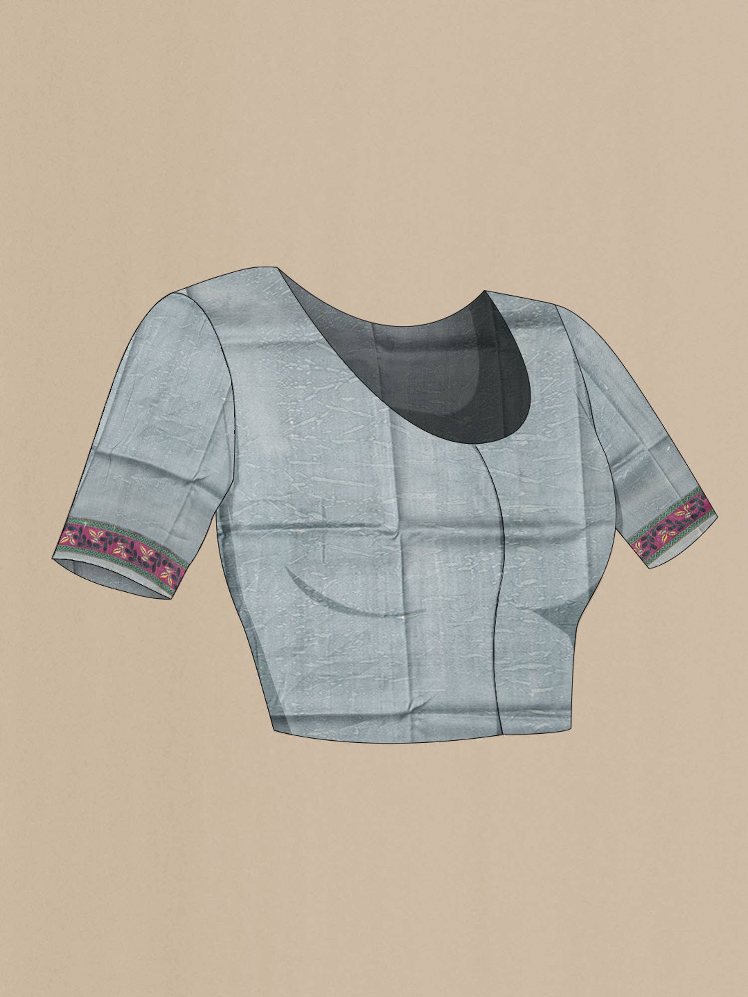 Grey Bhagalpuri Tussar Silk Saree - Image 5