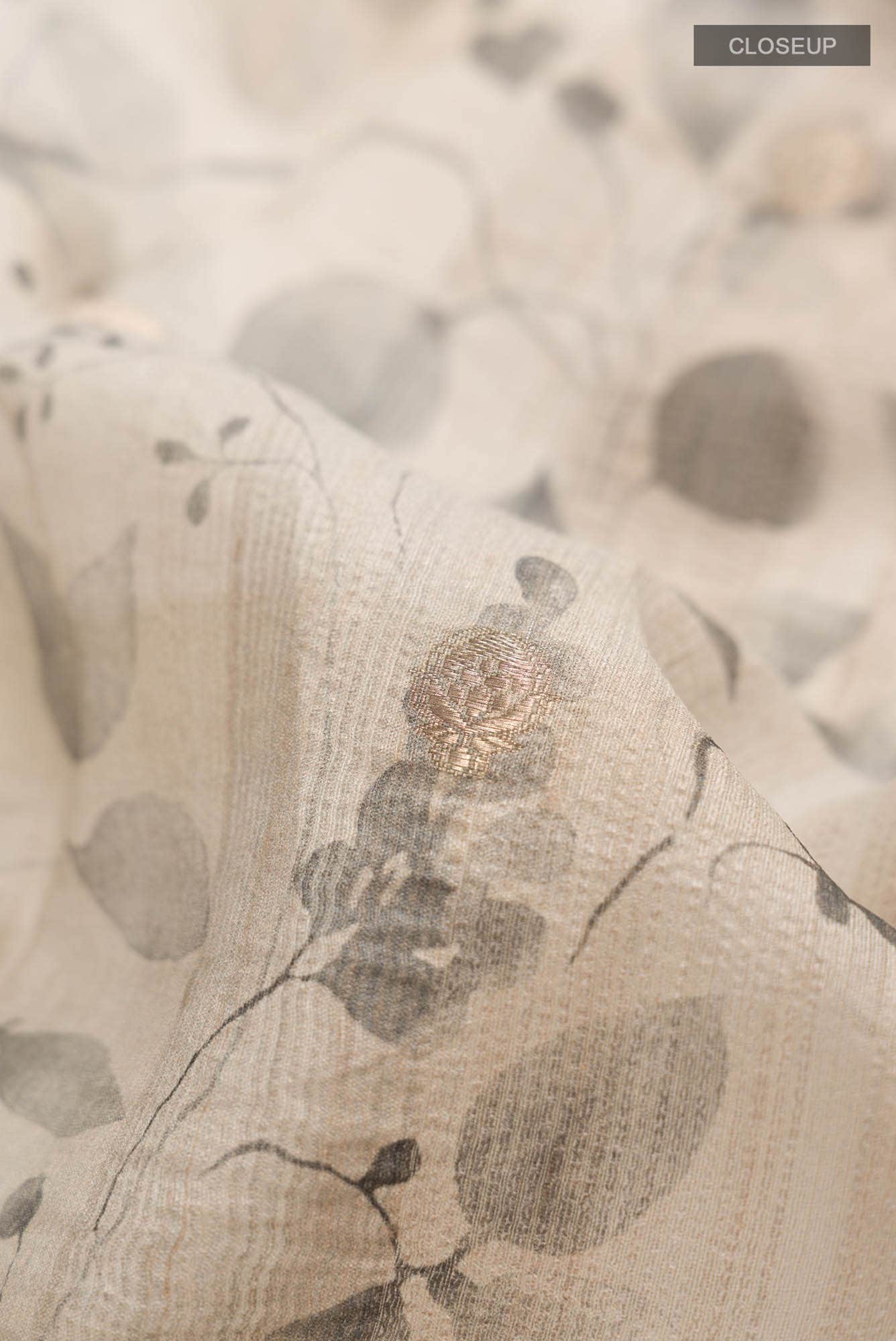 Grey Bhagalpuri Tussar Silk Saree - Image 3